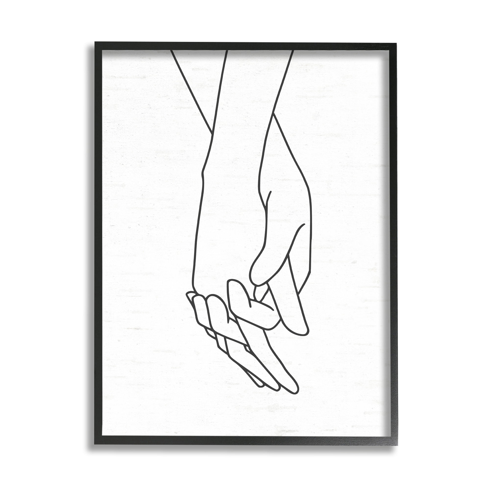 Stupell Industries Romantic Holding Hands Outline Drawing Loving Couple Graphic Art Black Framed Art Print Wall Art, Design by Lettered and Lined