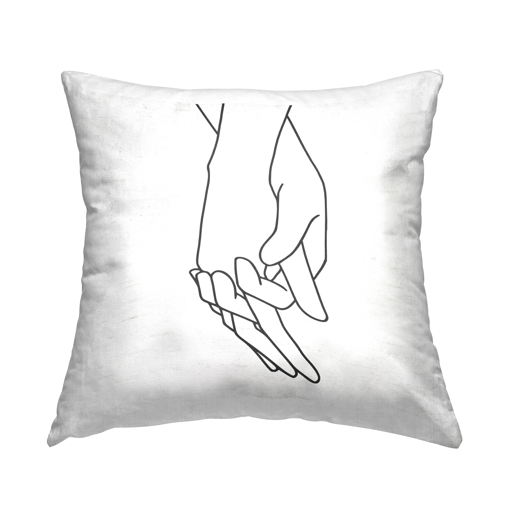 Stupell Industries Romantic Holding Hands Outline Square Decorative Printed Throw Pillow, 18 x 18,