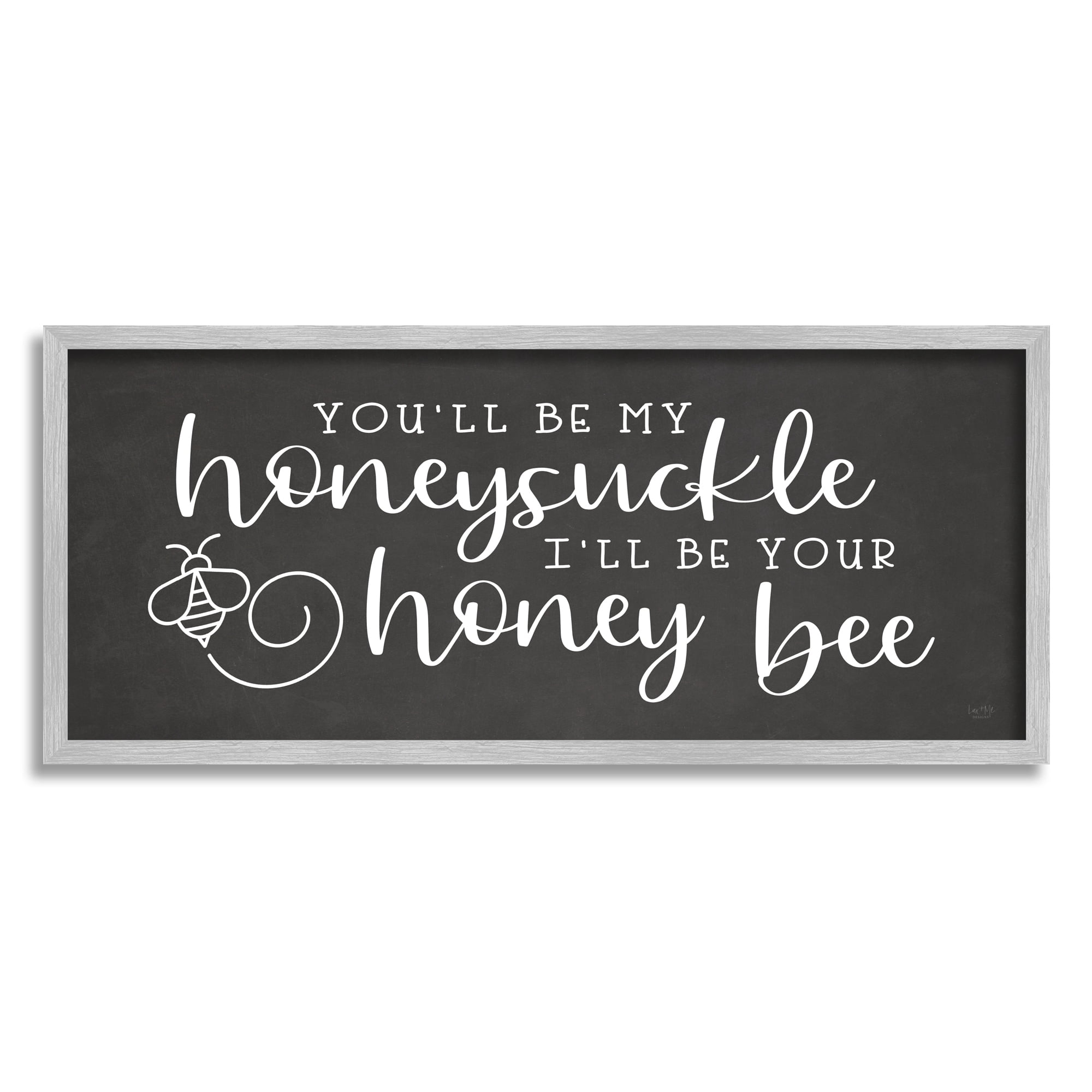 Stupell Industries Romantic Honey Bee Insect Calligraphy Couples Sign Graphic Art Gray Framed Art Print Wall Art, Design by Lux + Me Designs