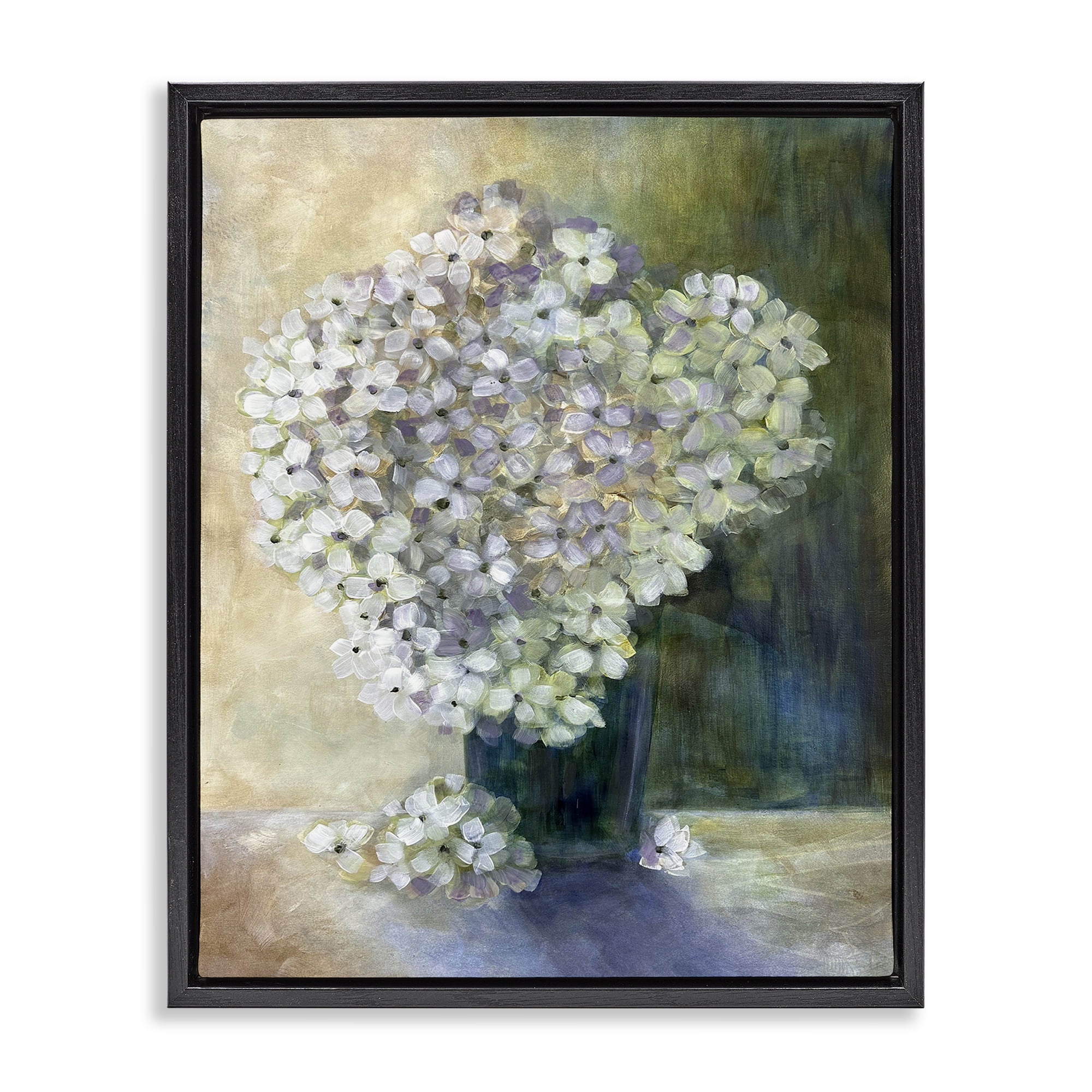 Stupell Industries Romantic Hydrangea Blooms Botanical & Floral Painting Black Floater Framed Art Print Wall Art, 25 x 31