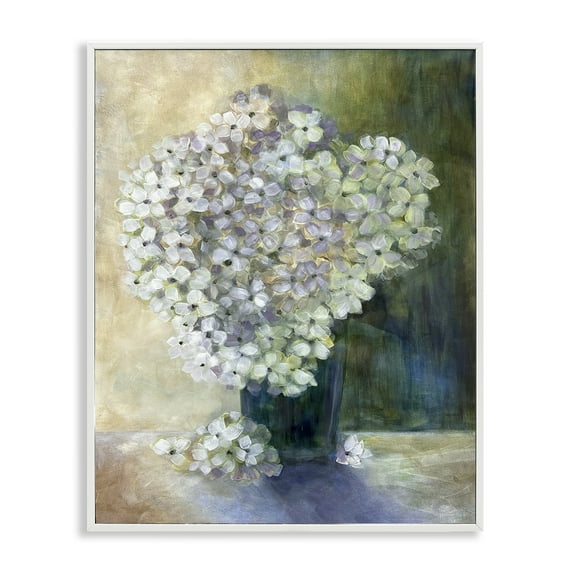 Stupell Industries Romantic Hydrangea Blooms Botanical & Floral Painting White Framed Art Print Wall Art, 24 x 30