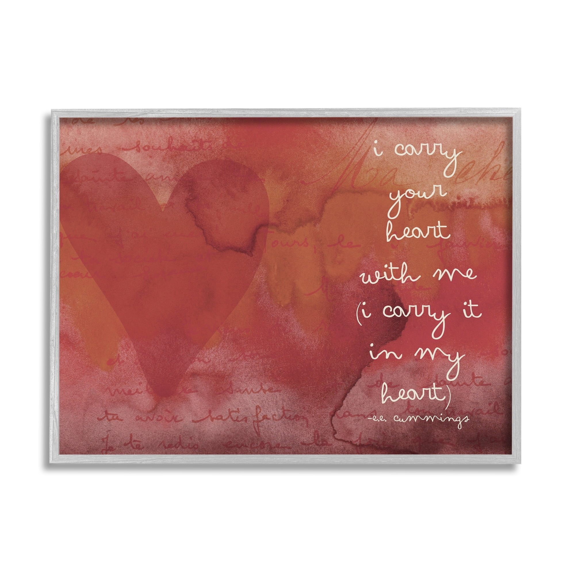Stupell Industries Romantic Love Quote Red Heart Design Typography Framed Wall Art, 30 x 24, Design by Amy Brinkman