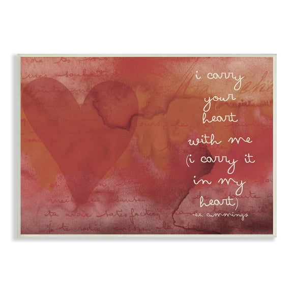 Stupell Industries Romantic Love Quote Red Heart Design Typography Wood Wall Art, 19 x 13, Design by Amy Brinkman