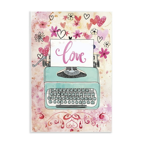 Stupell Industries Romantic Love Typewriter Typography Painting Unframed Art Print Wall Art, 10 x 15