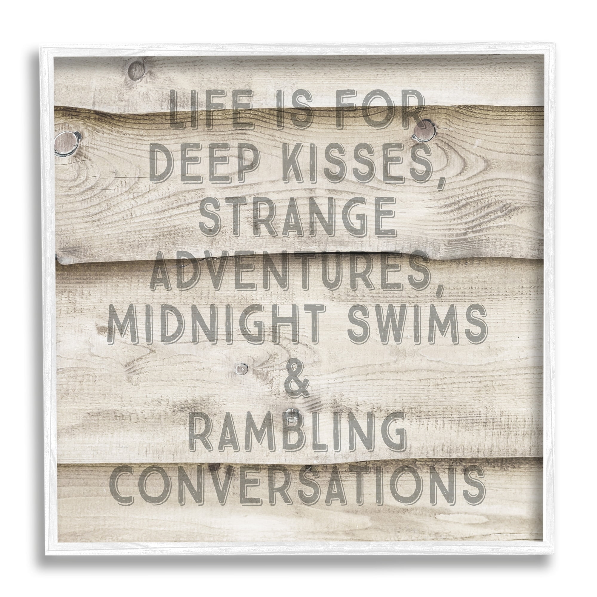 Stupell Industries Romantic Motivational Typography Phrase Rustic Grain Design Framed Wall Art, 17 x 17, Design by Amy Brinkman