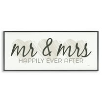 Stupell Industries Romantic Mr & Mrs Typography Painting Black Framed Art Print Wall Art, 24 x 10