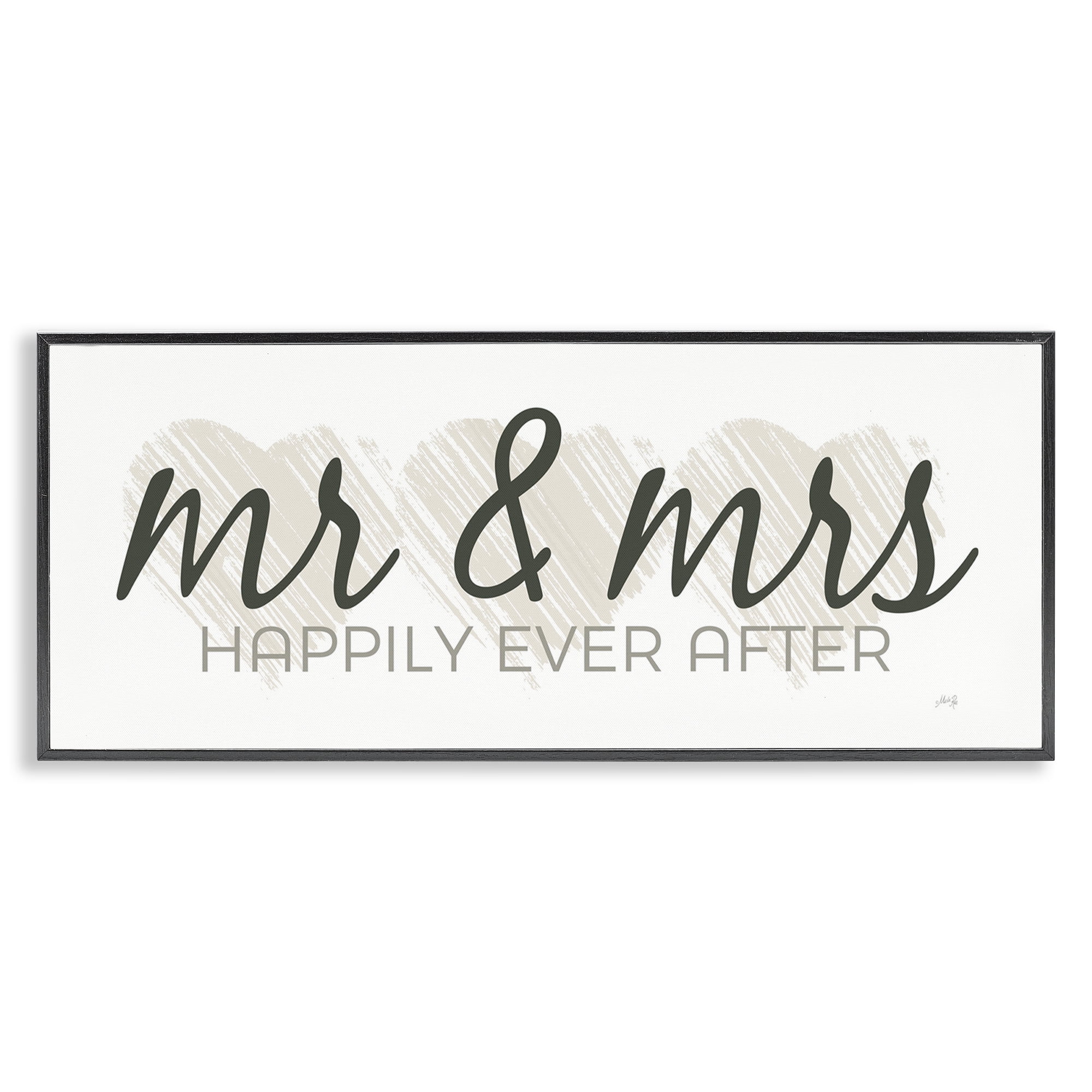 Stupell Industries Romantic Mr & Mrs Typography Painting Black Framed Art Print Wall Art, 30 x 13