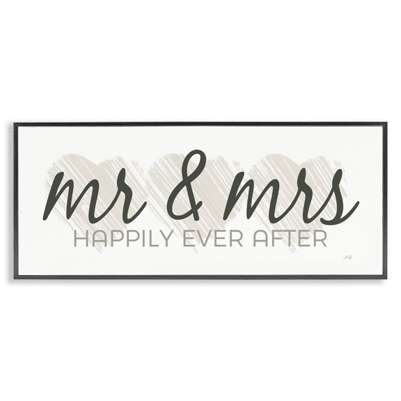 Stupell Industries Romantic Mr & Mrs Typography Painting Black Framed Art Print Wall Art, 30 x 13