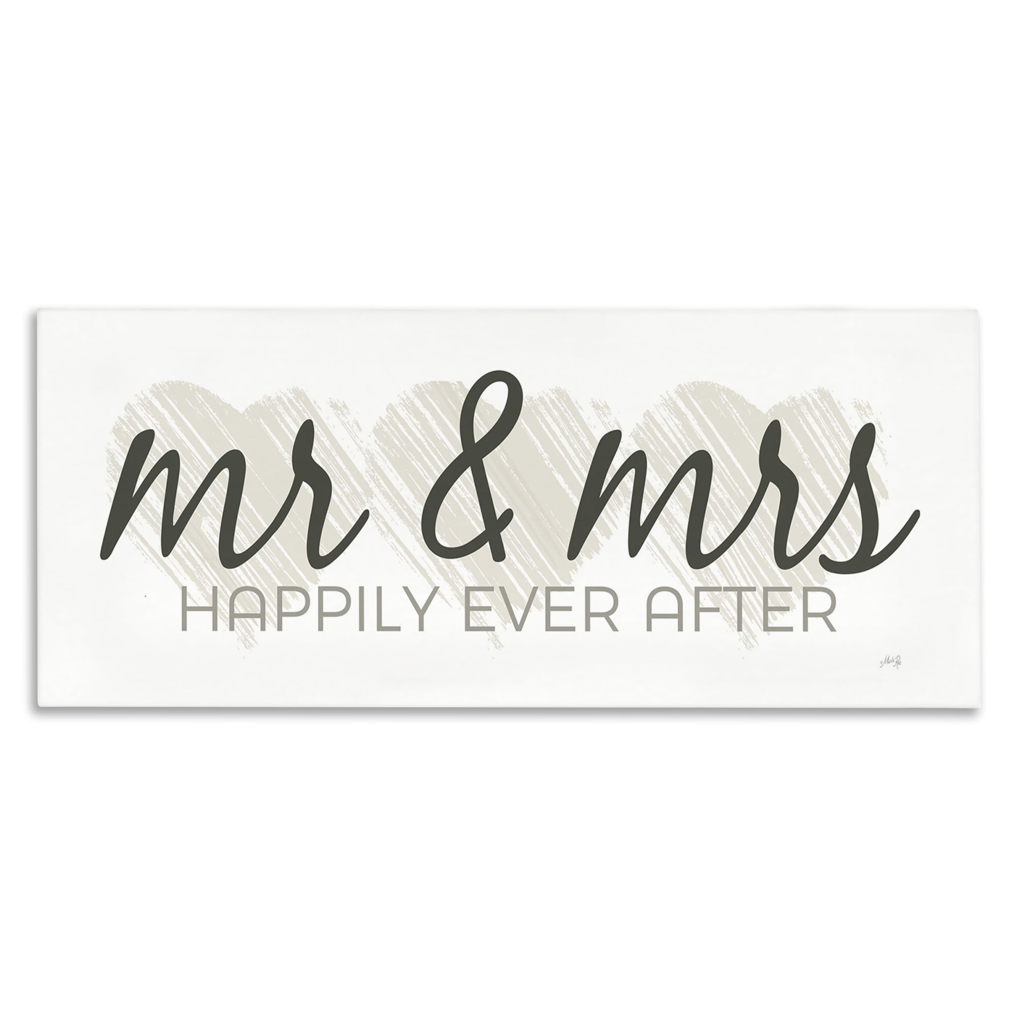 Romantic Mr & Mrs Typography Canvas Art in Beige and Black