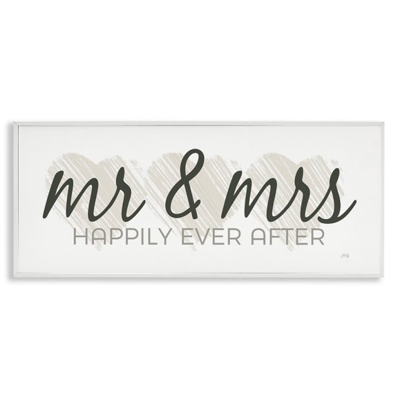 Stupell Industries Romantic Mr & Mrs Typography Painting White Framed Art Print Wall Art, 24 x 10