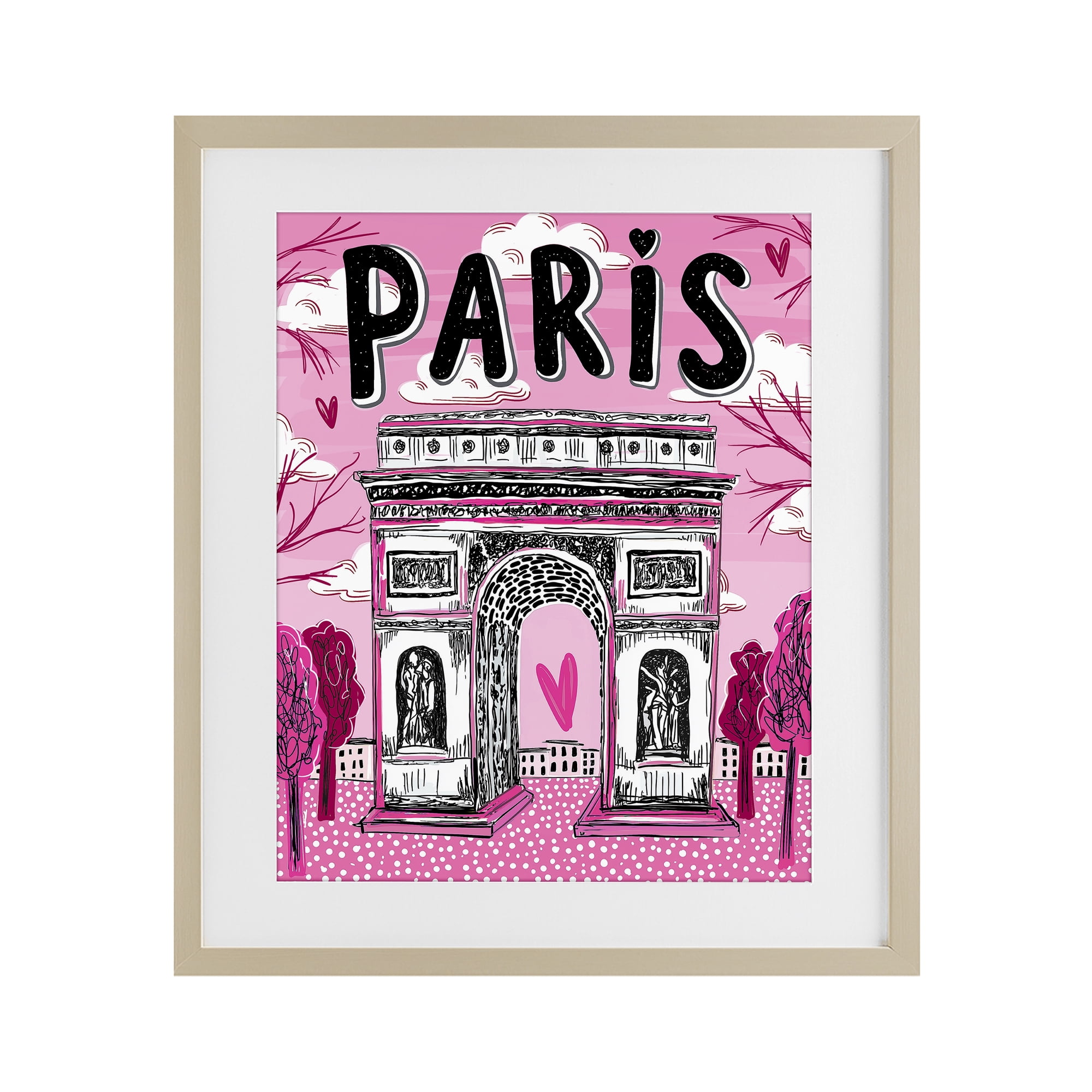 Stupell Industries Romantic Paris Arc de Triomphe Birch Framed Print Under Glass, design by Jess Stempel