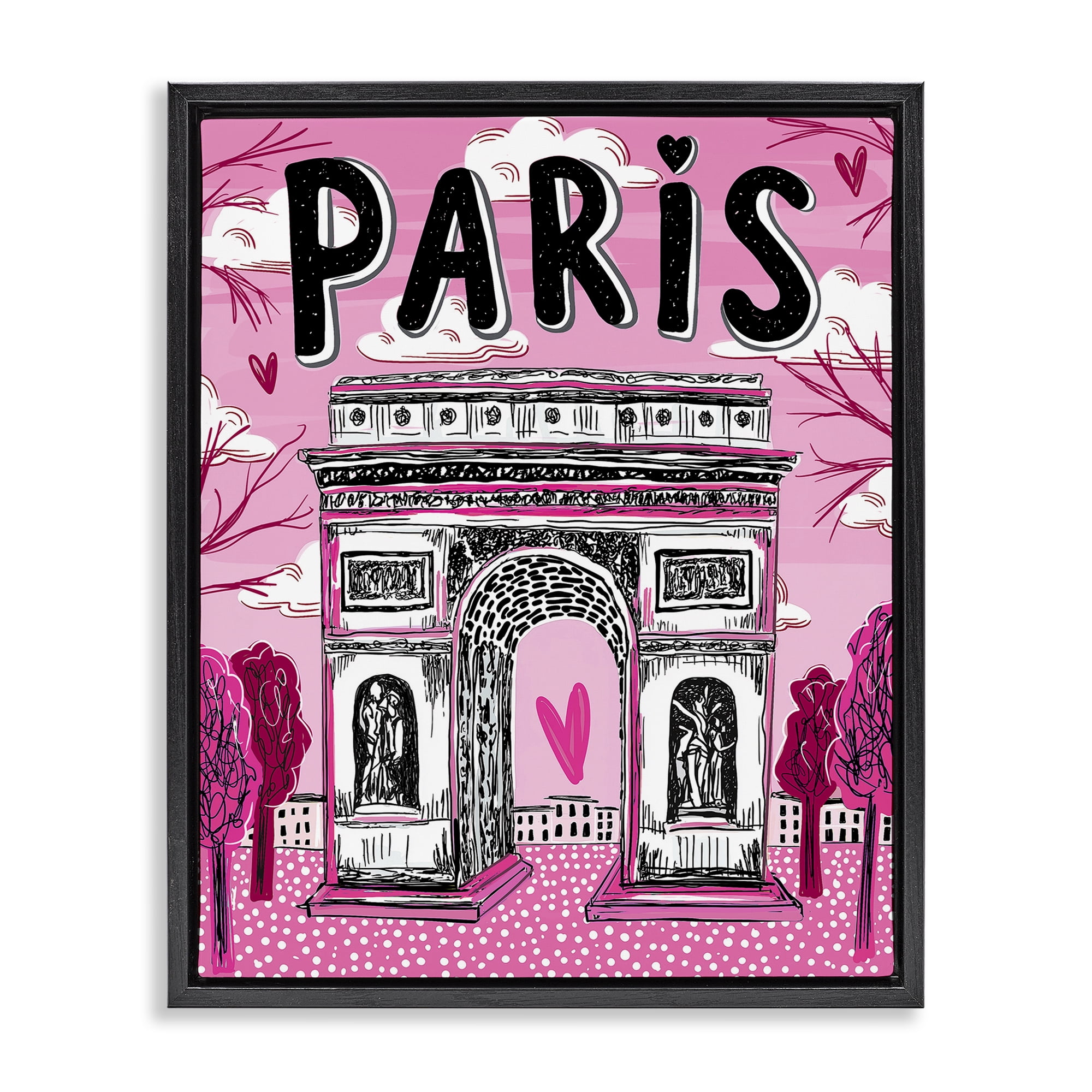 Stupell Industries Romantic Paris Arc de Triomphe Black Framed Floater Canvas Wall Art, design by Jess Stempel