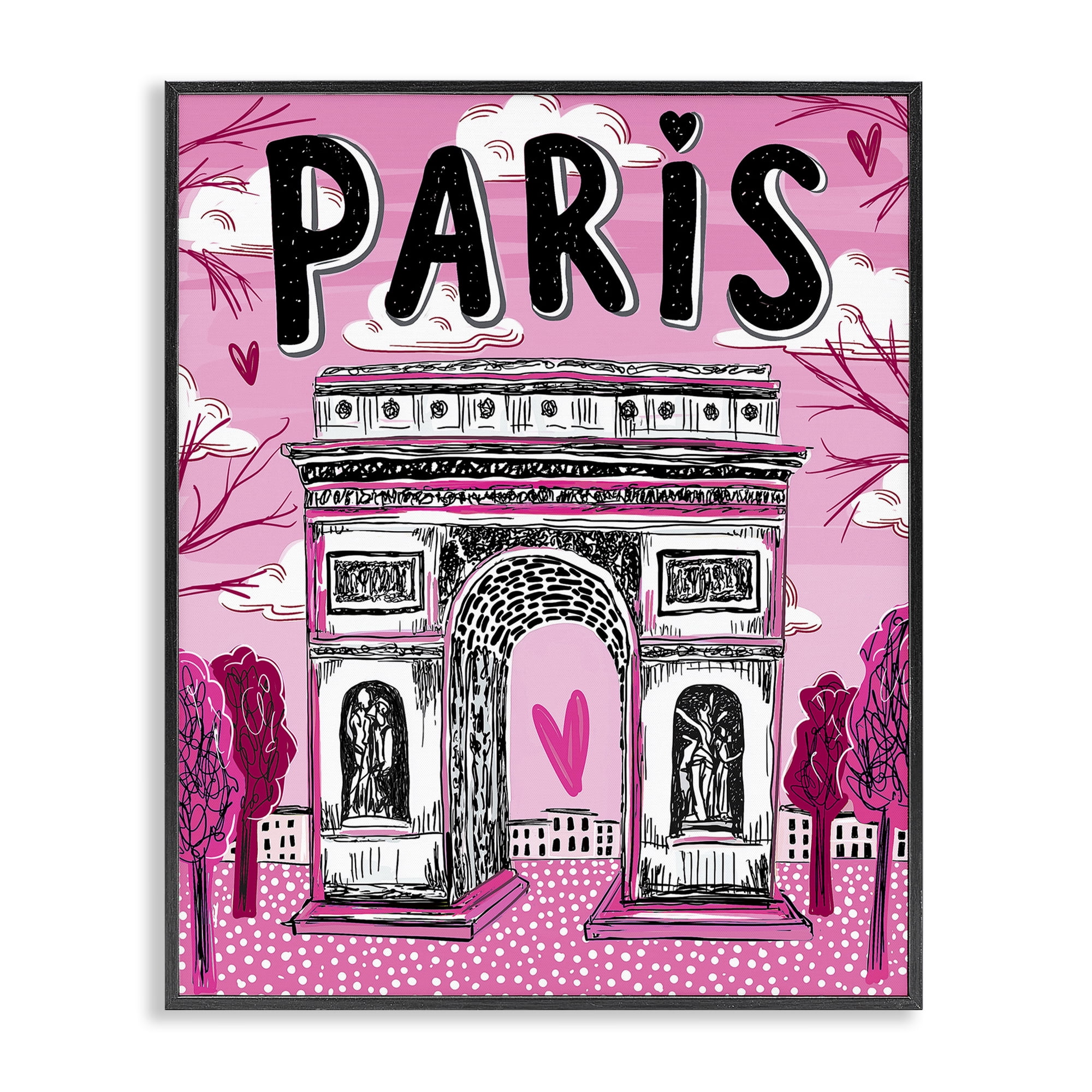Stupell Industries Romantic Paris Arc de Triomphe Black Framed Giclee Art, design by Jess Stempel