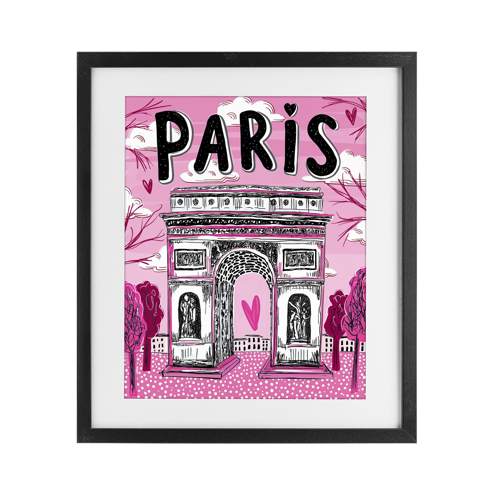 Stupell Industries Romantic Paris Arc de Triomphe Black Framed Print Under Glass, design by Jess Stempel