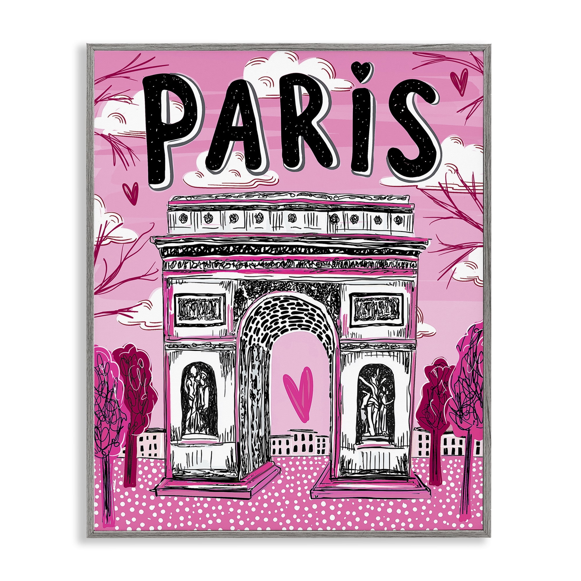 Stupell Industries Romantic Paris Arc de Triomphe Gray Framed Giclee Art, design by Jess Stempel