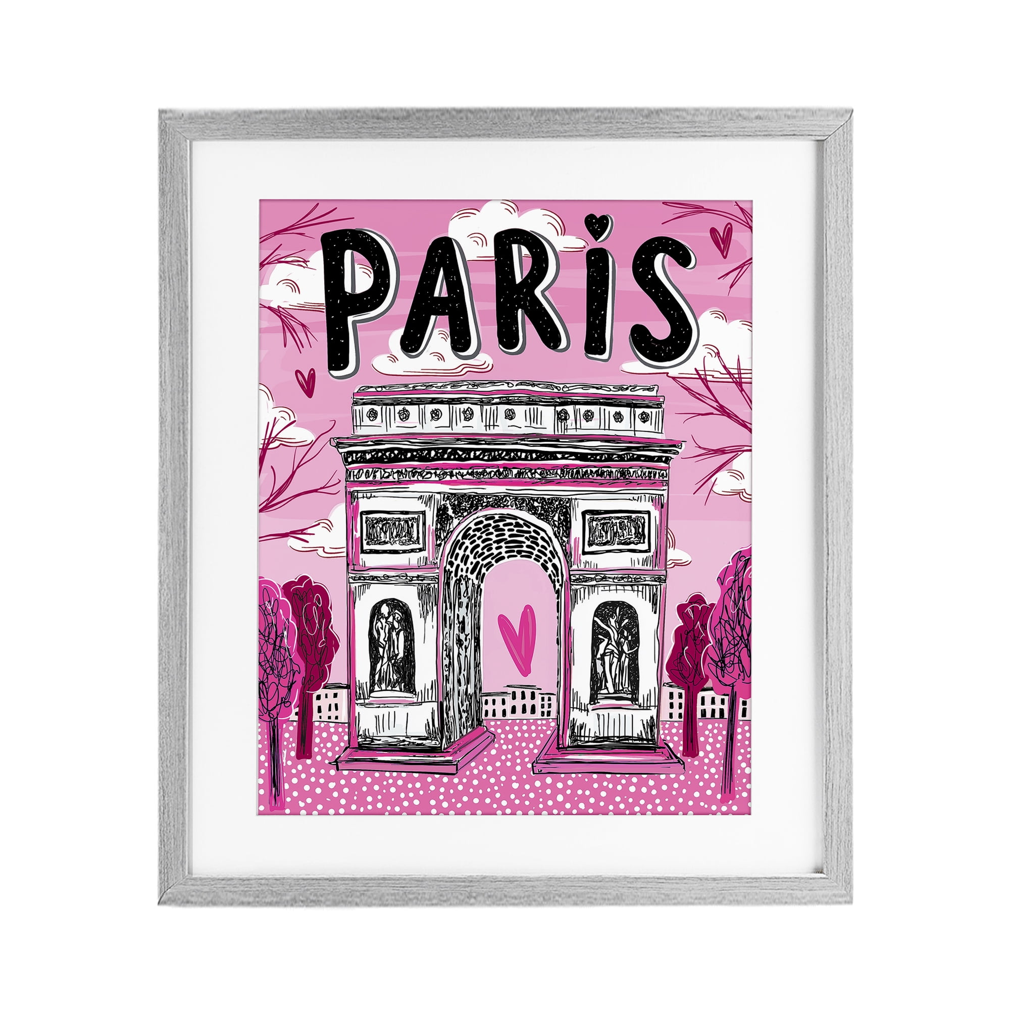 Stupell Industries Romantic Paris Arc de Triomphe Gray Framed Print Under Glass, design by Jess Stempel