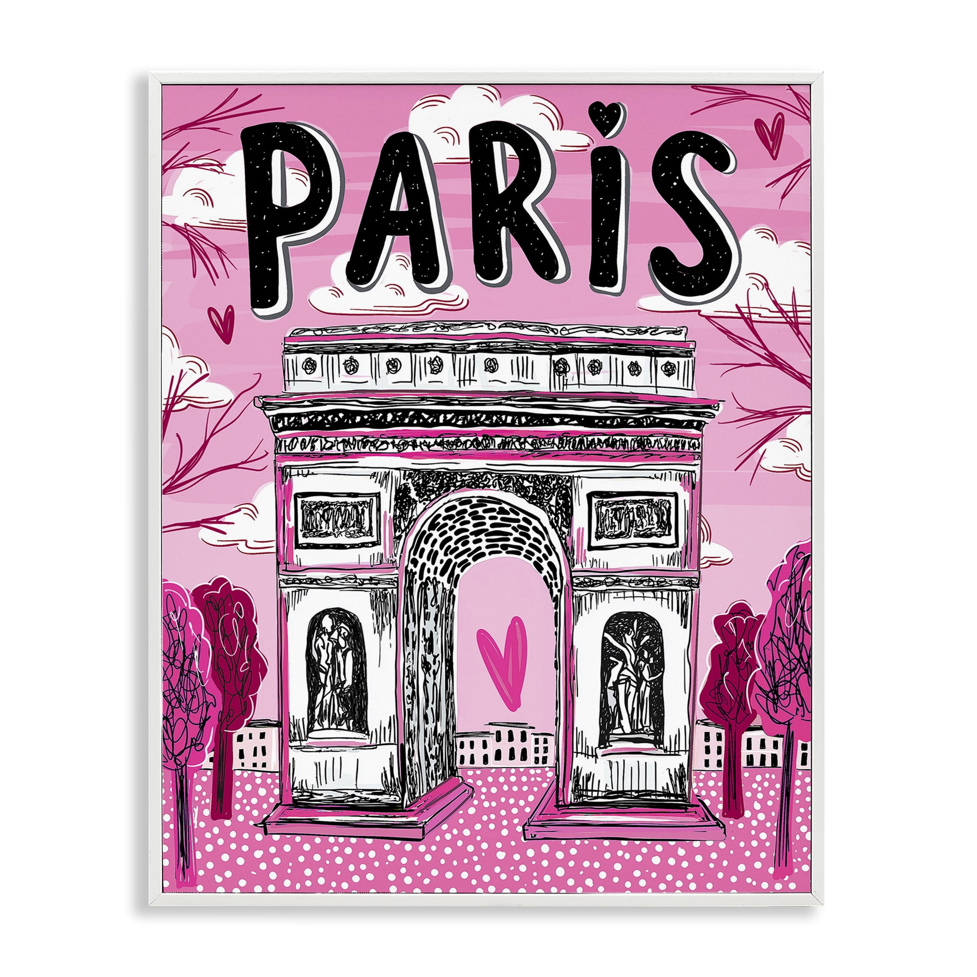 Stupell Industries Romantic Paris Arc de Triomphe White Framed Giclee Art, design by Jess Stempel