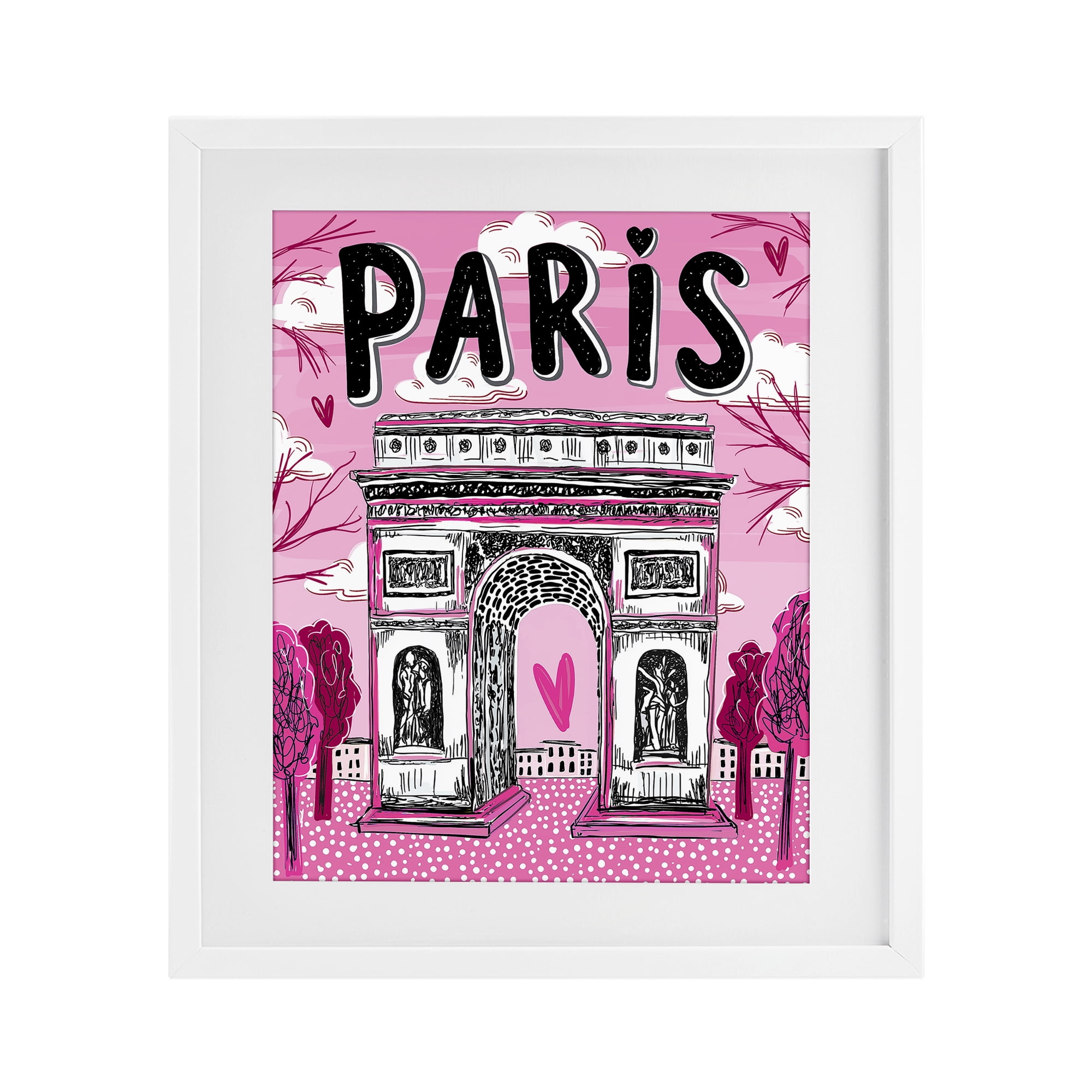Stupell Industries Romantic Paris Arc de Triomphe White Framed Print Under Glass, design by Jess Stempel