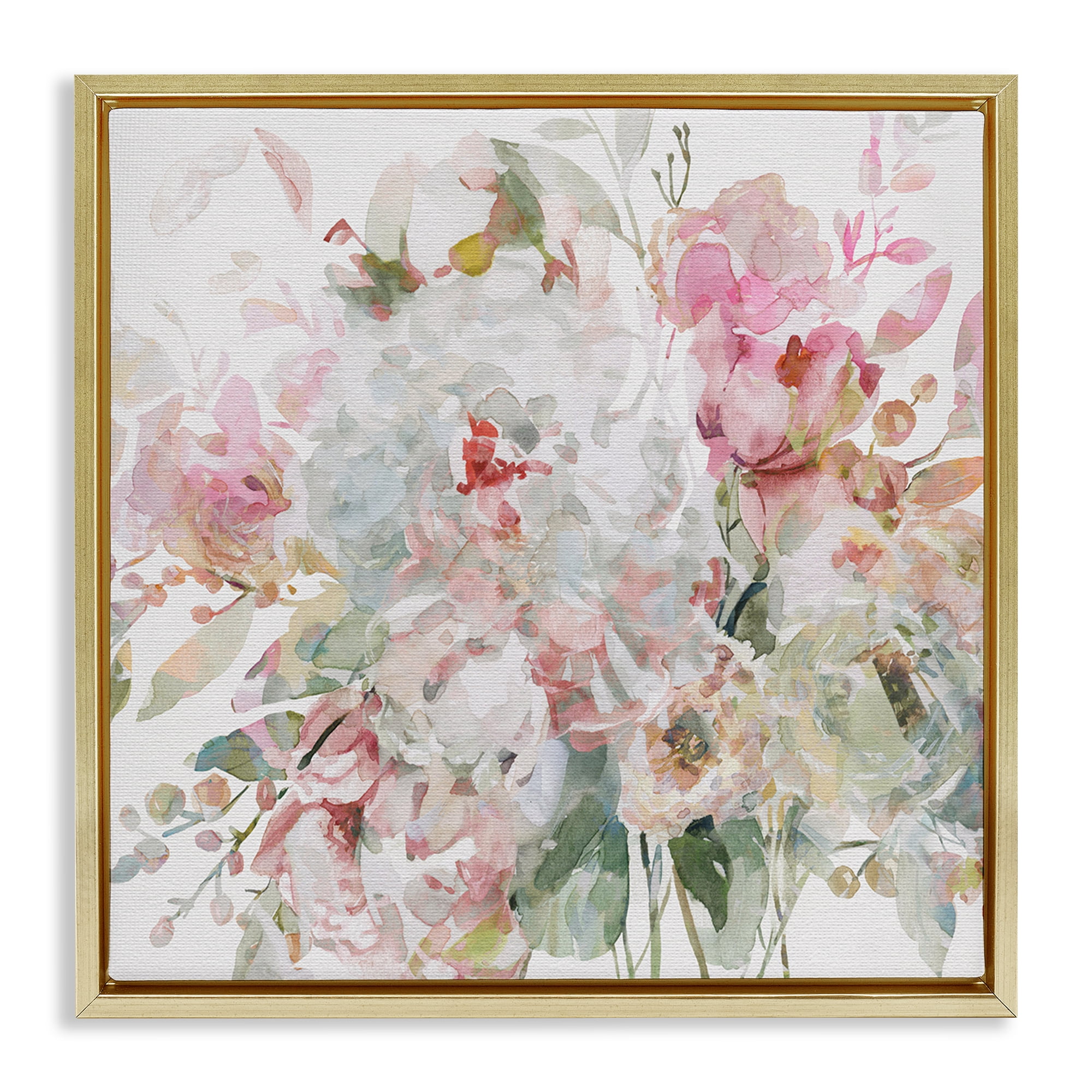 Stupell Industries Romantic Pastel Blossoms Gold Framed Floater Canvas Wall Art, design by Carol Robinson
