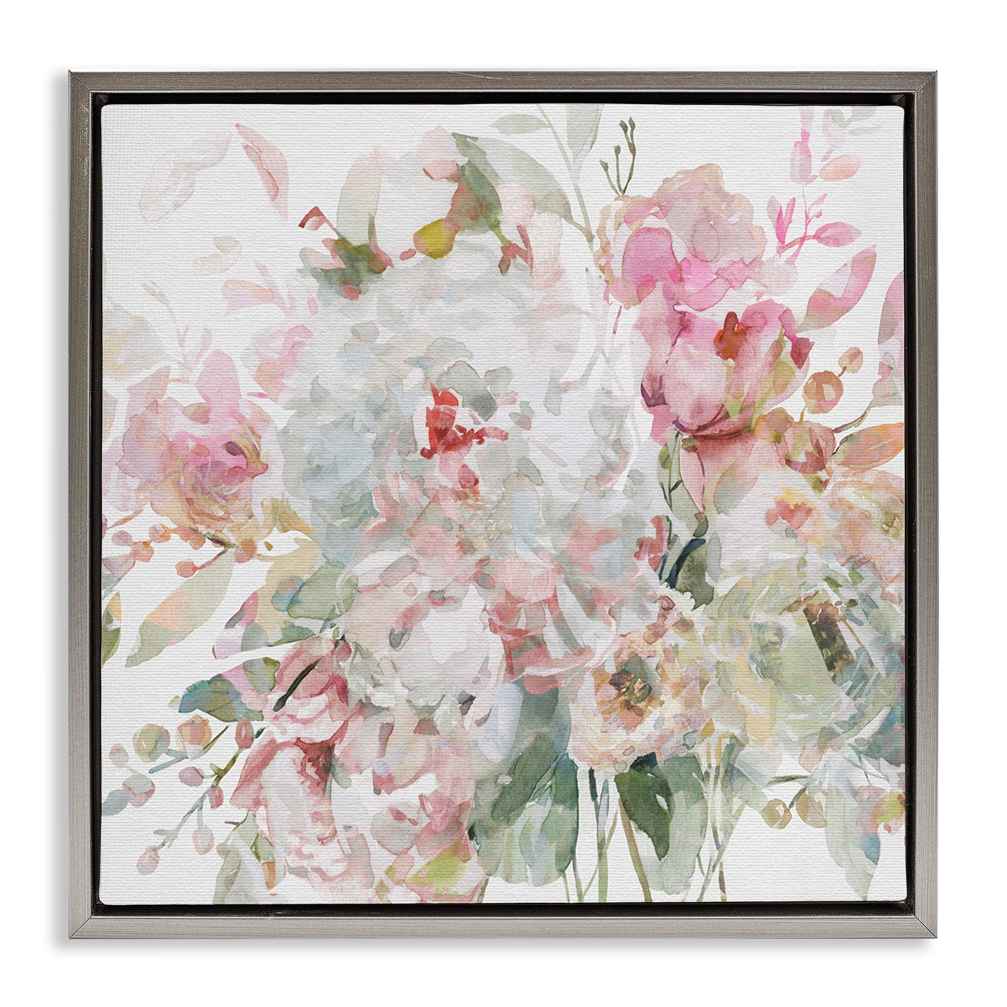 Stupell Industries Romantic Pastel Blossoms Gray Framed Floater Canvas Wall Art, design by Carol Robinson