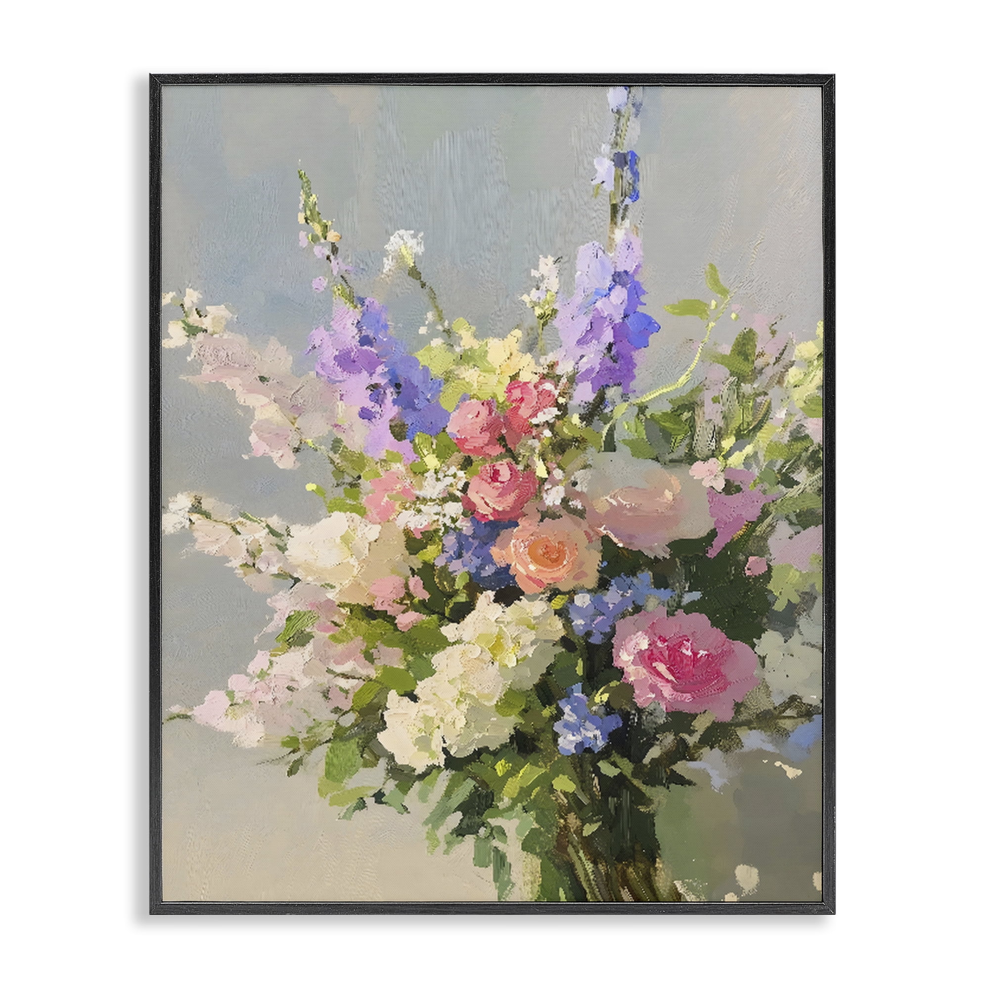 Stupell Industries Romantic Pastel Garden Bouquet Black Framed Giclee Art, design by The Prints Vibe