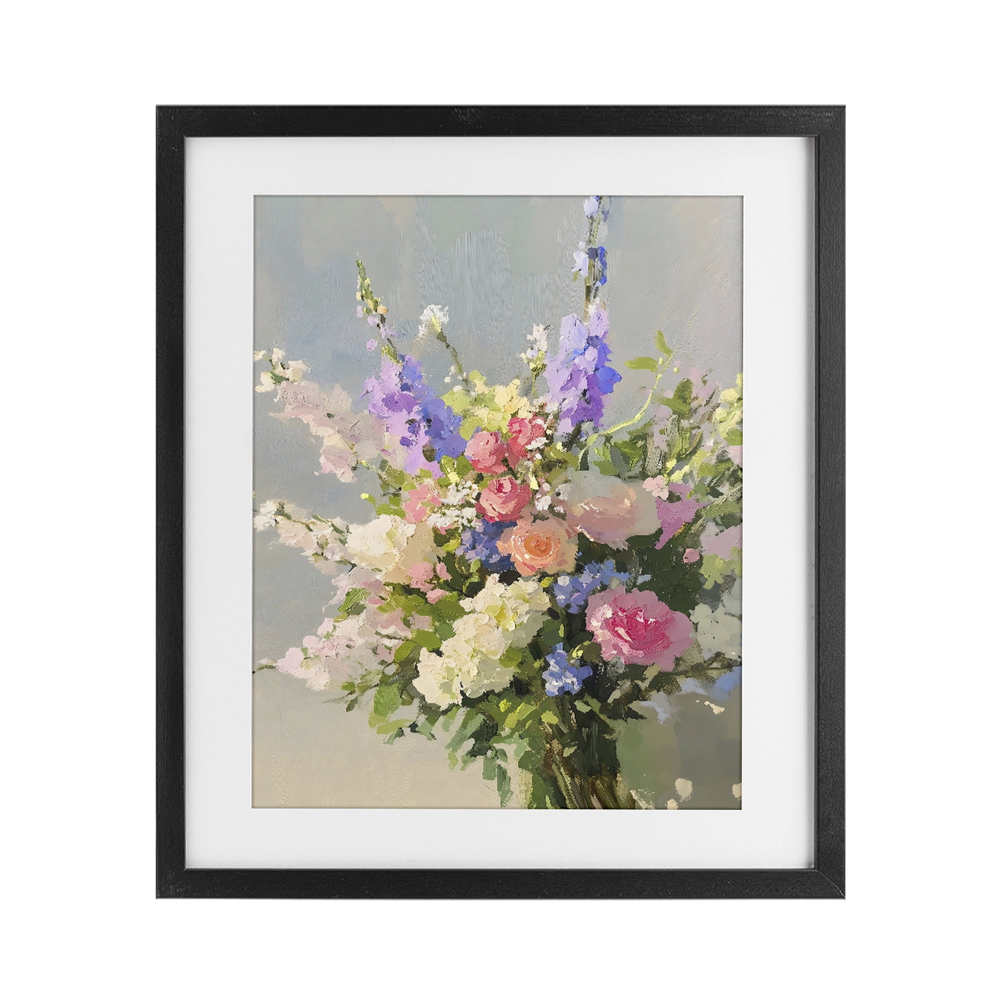 Stupell Industries Romantic Pastel Garden Bouquet Black Framed Print Under Glass, design by The Prints Vibe