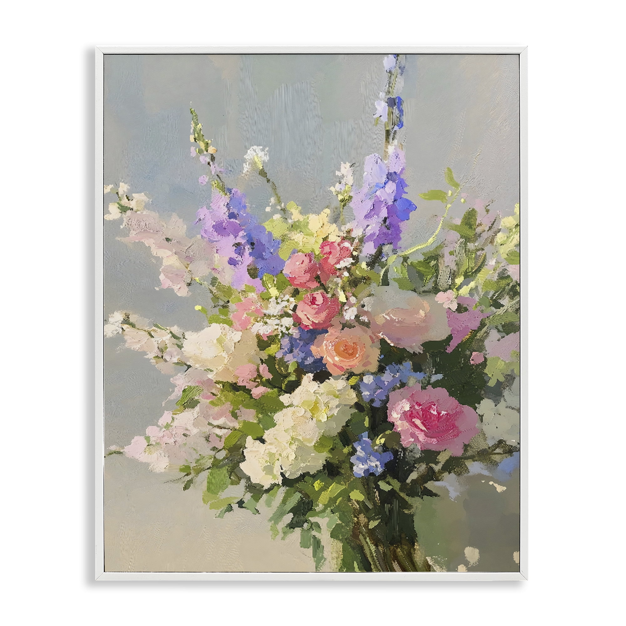 Stupell Industries Romantic Pastel Garden Bouquet White Framed Giclee Art, design by The Prints Vibe