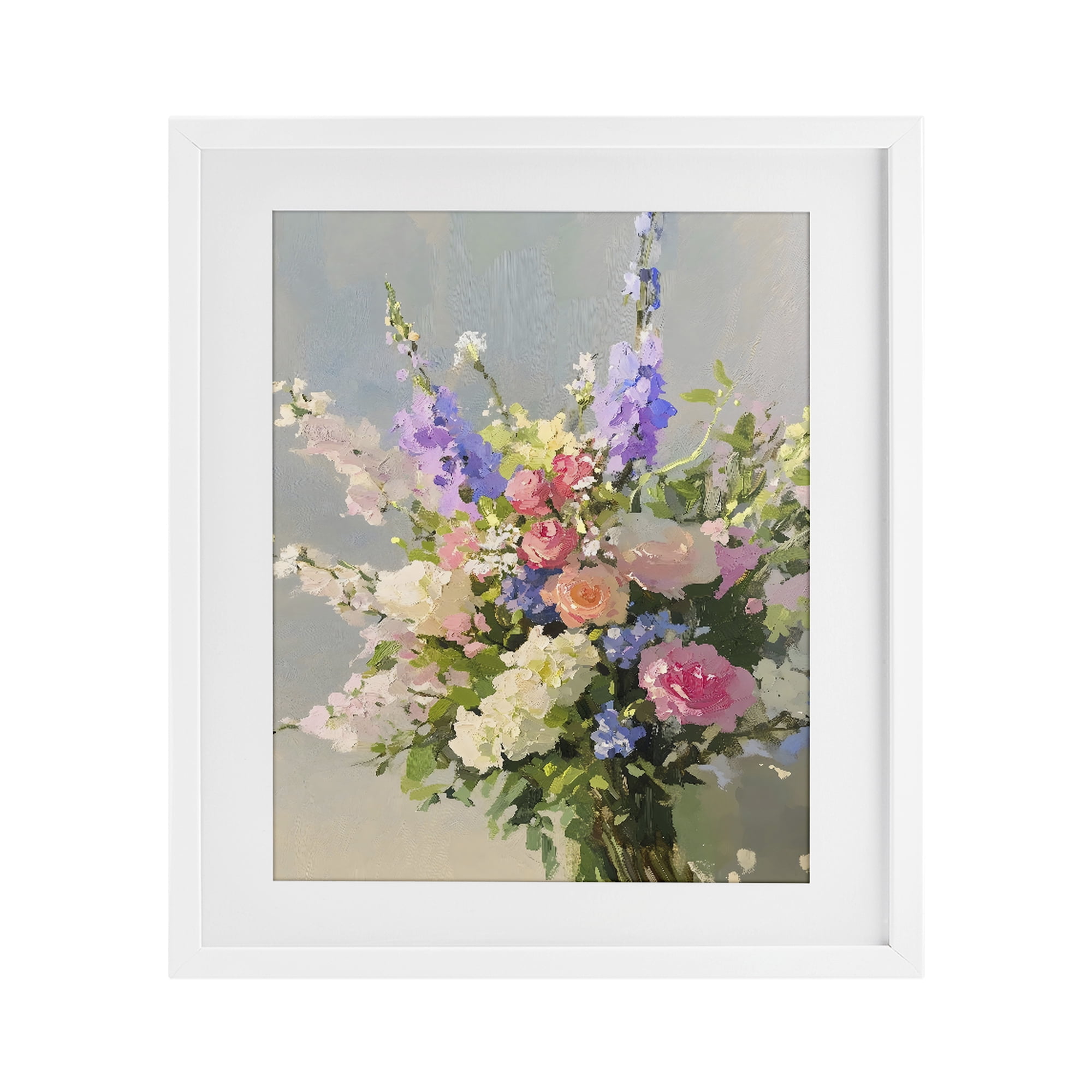 Stupell Industries Romantic Pastel Garden Bouquet White Framed Print Under Glass, design by The Prints Vibe