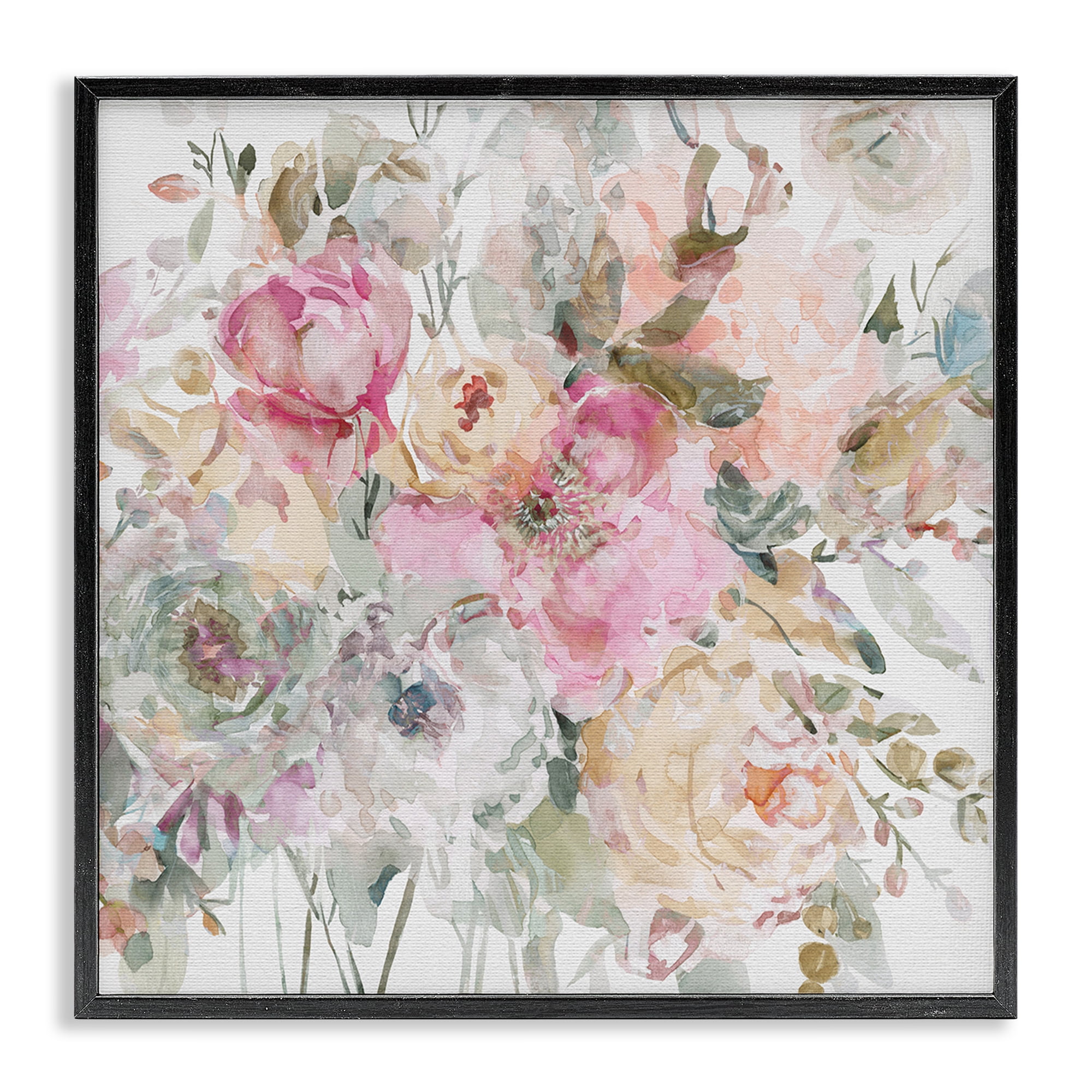 Stupell Industries Romantic Pastel Petals Black Framed Giclee Art, design by Carol Robinson