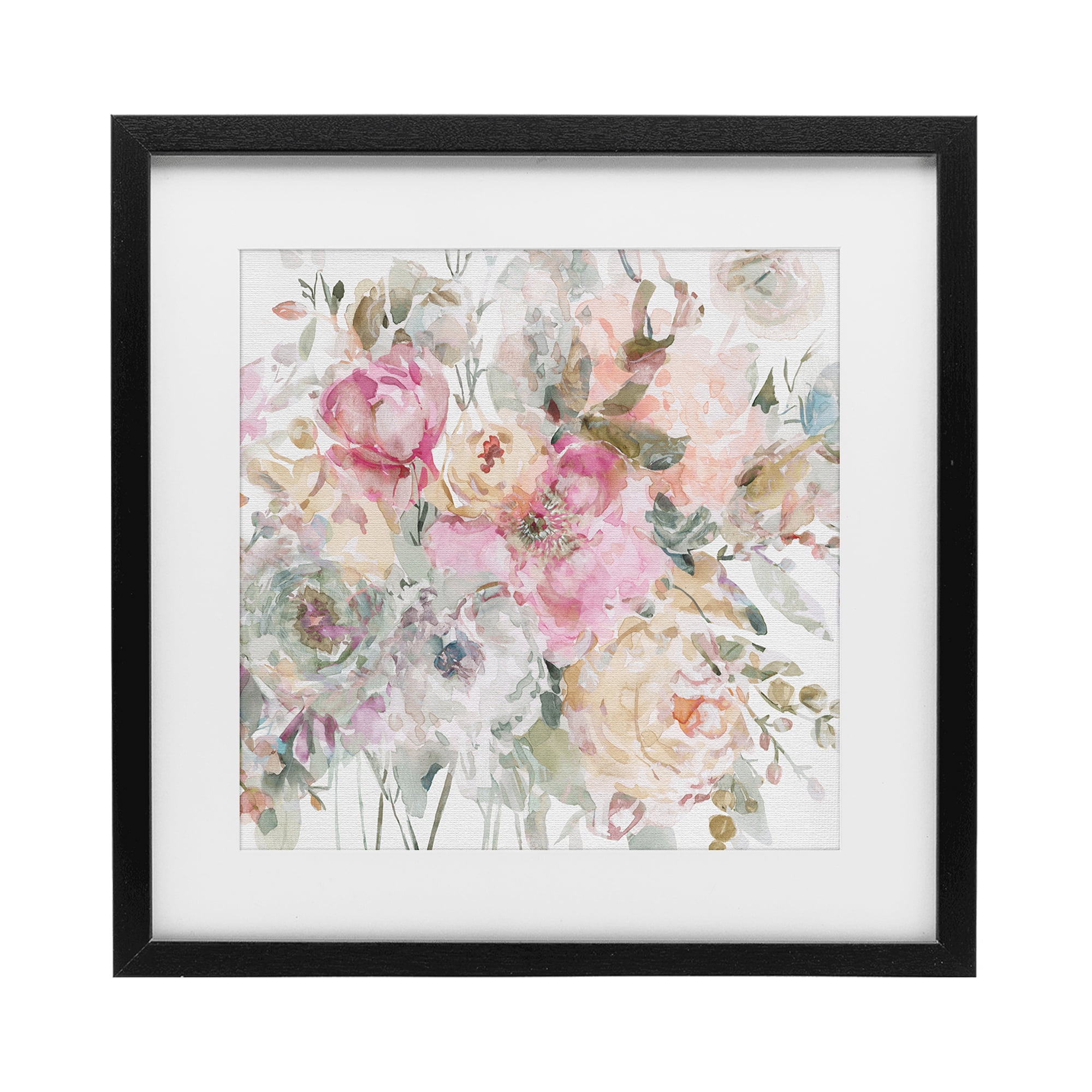 Stupell Industries Romantic Pastel Petals Black Framed Print Under Glass, design by Carol Robinson