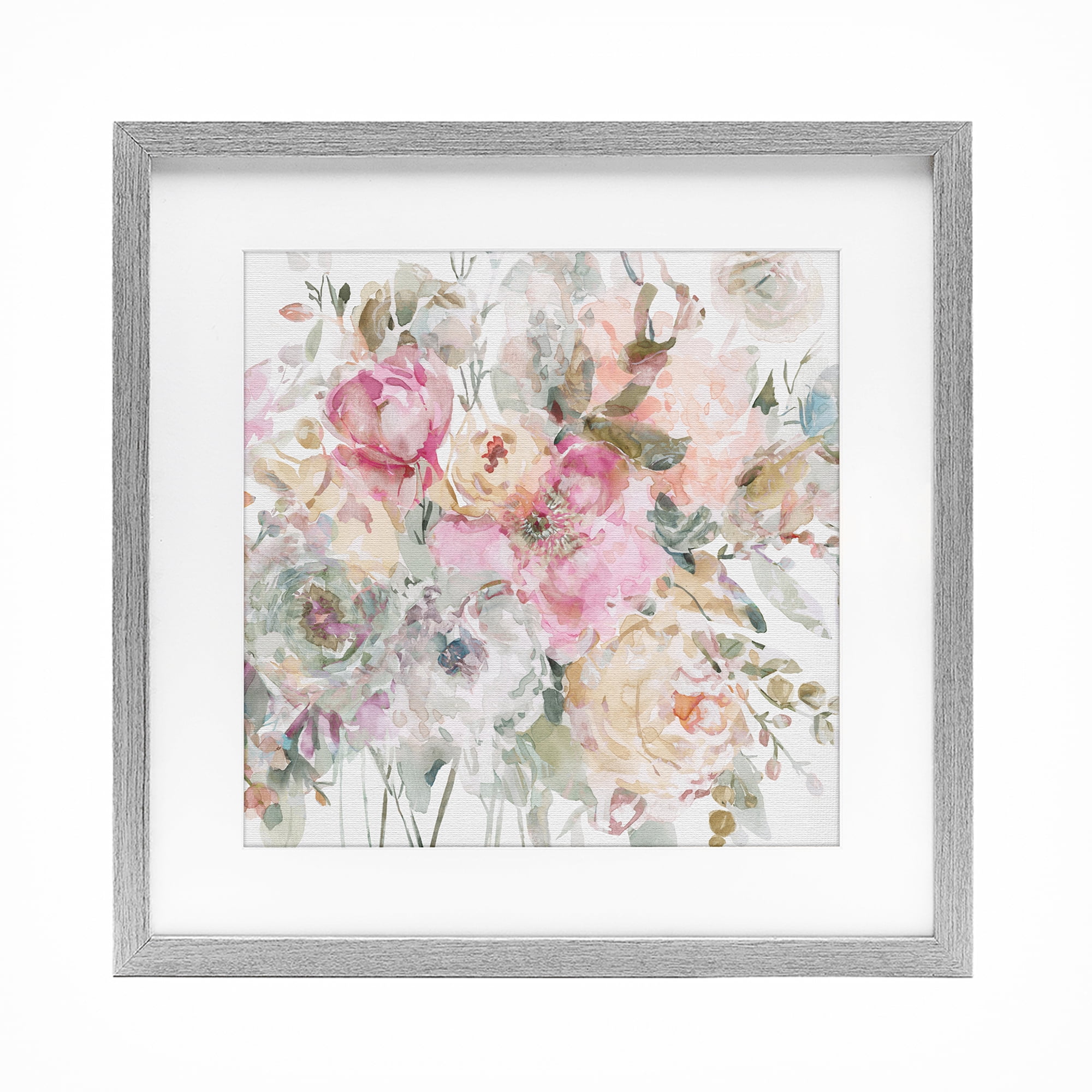 Stupell Industries Romantic Pastel Petals Gray Framed Print Under Glass, design by Carol Robinson
