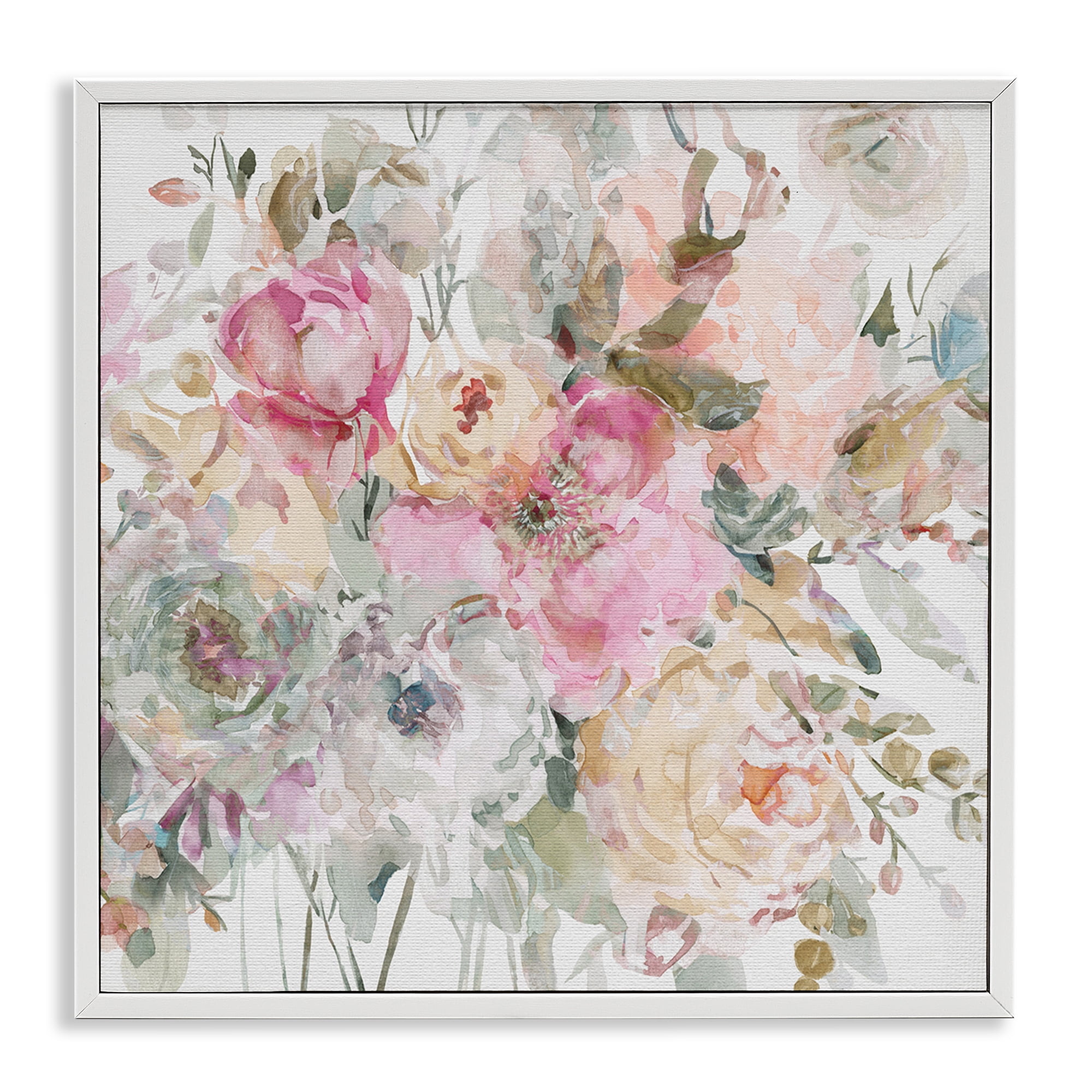 Stupell Industries Romantic Pastel Petals White Framed Giclee Art, design by Carol Robinson