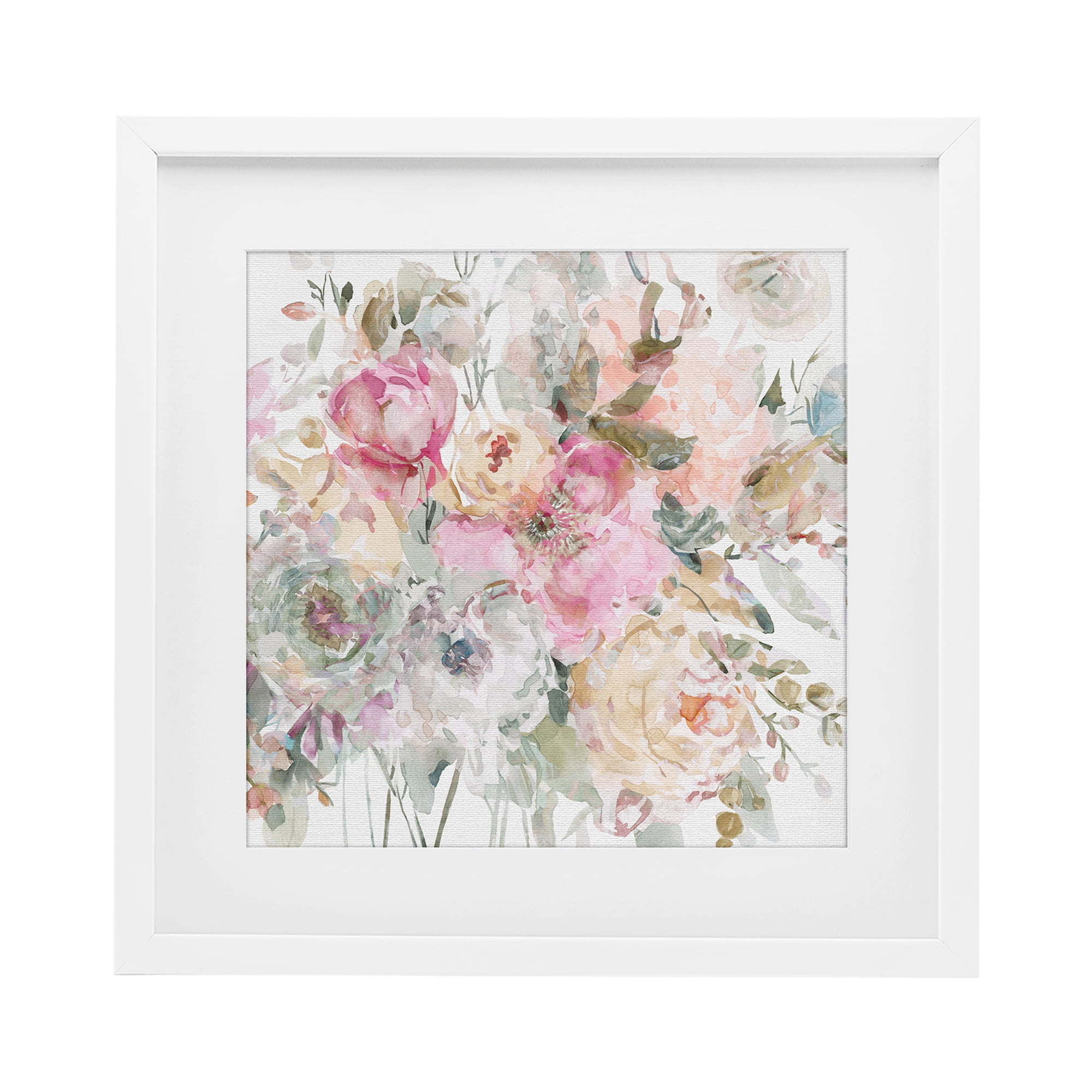Stupell Industries Romantic Pastel Petals White Framed Print Under Glass, design by Carol Robinson