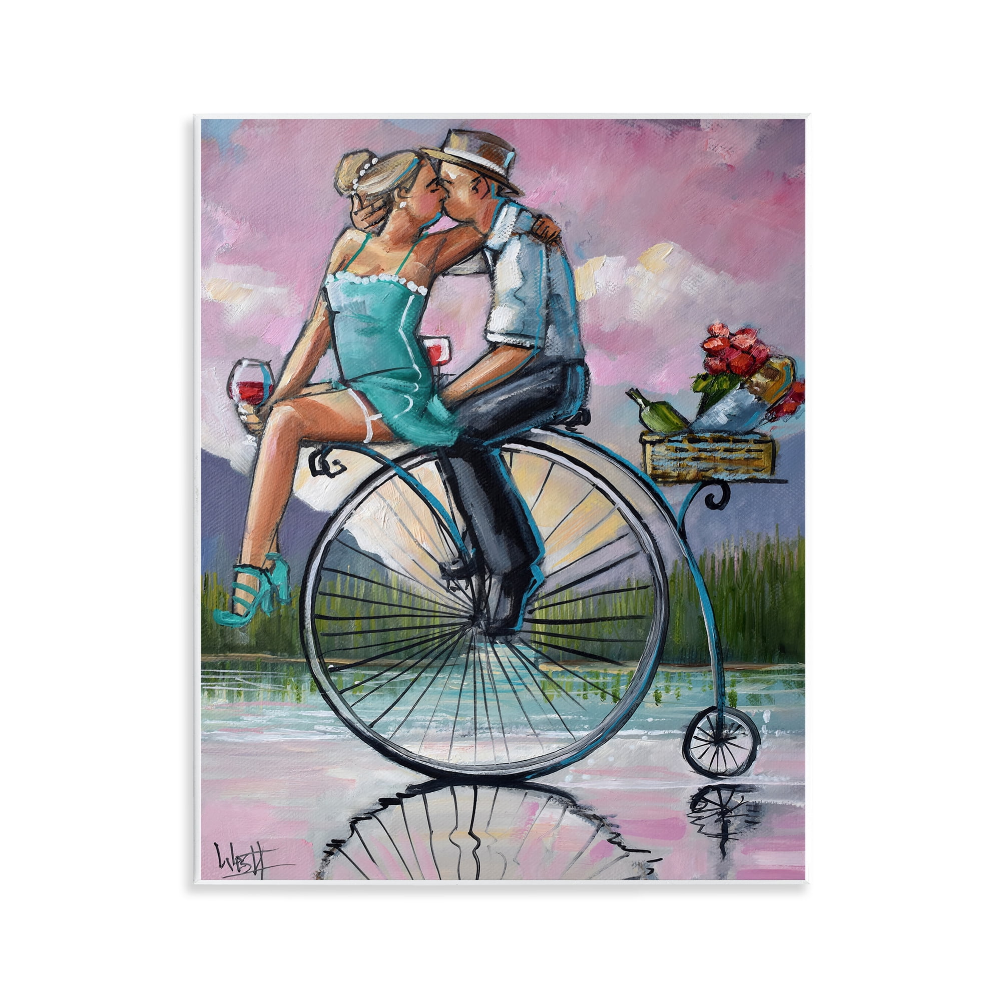 Stupell Industries Romantic Picnic on Bicycle Wall Plaque Art, design by Ronald West