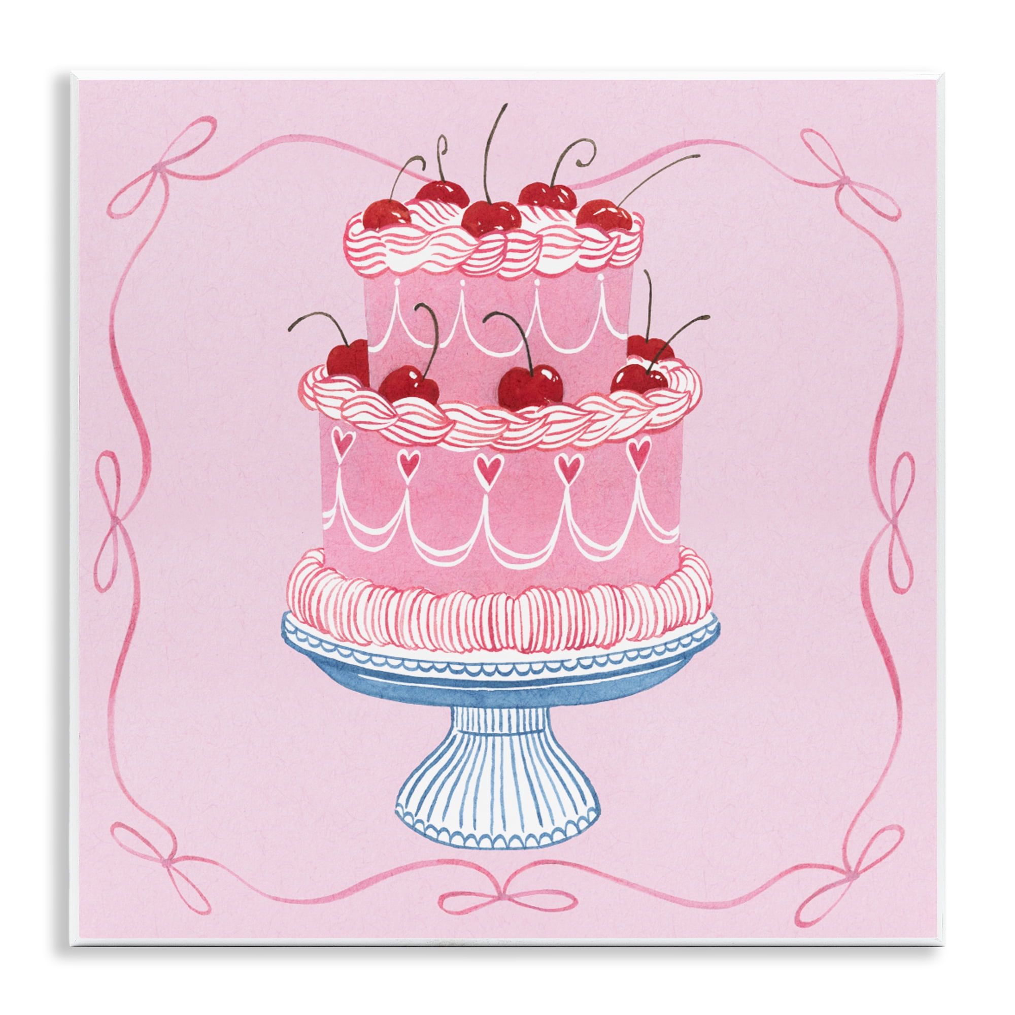 Stupell Industries Romantic Pink Cherry Cake Wall Plaque Art, design by Grace Popp