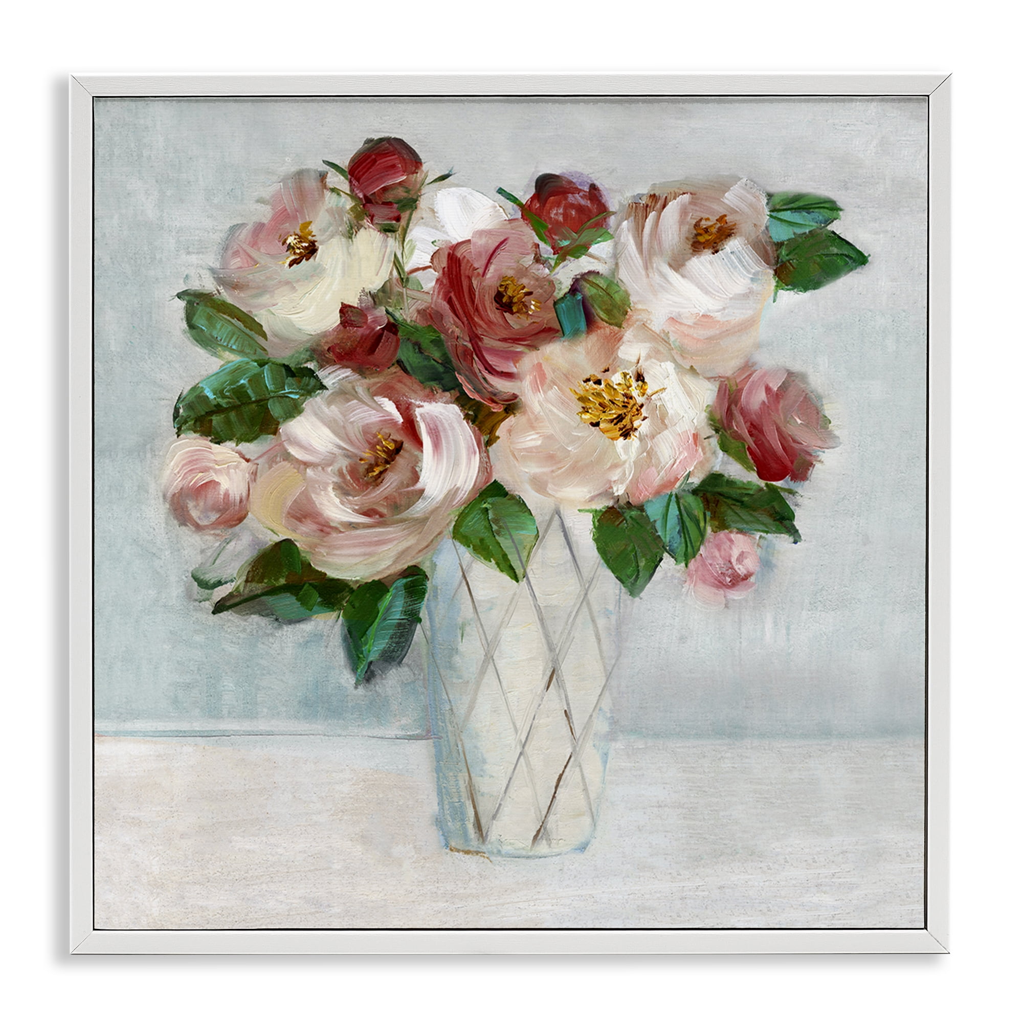 Stupell Industries Romantic Pink & Red Bouquet Plants & Flowers Painting White Framed Art Print Wall Art, 24 x 24