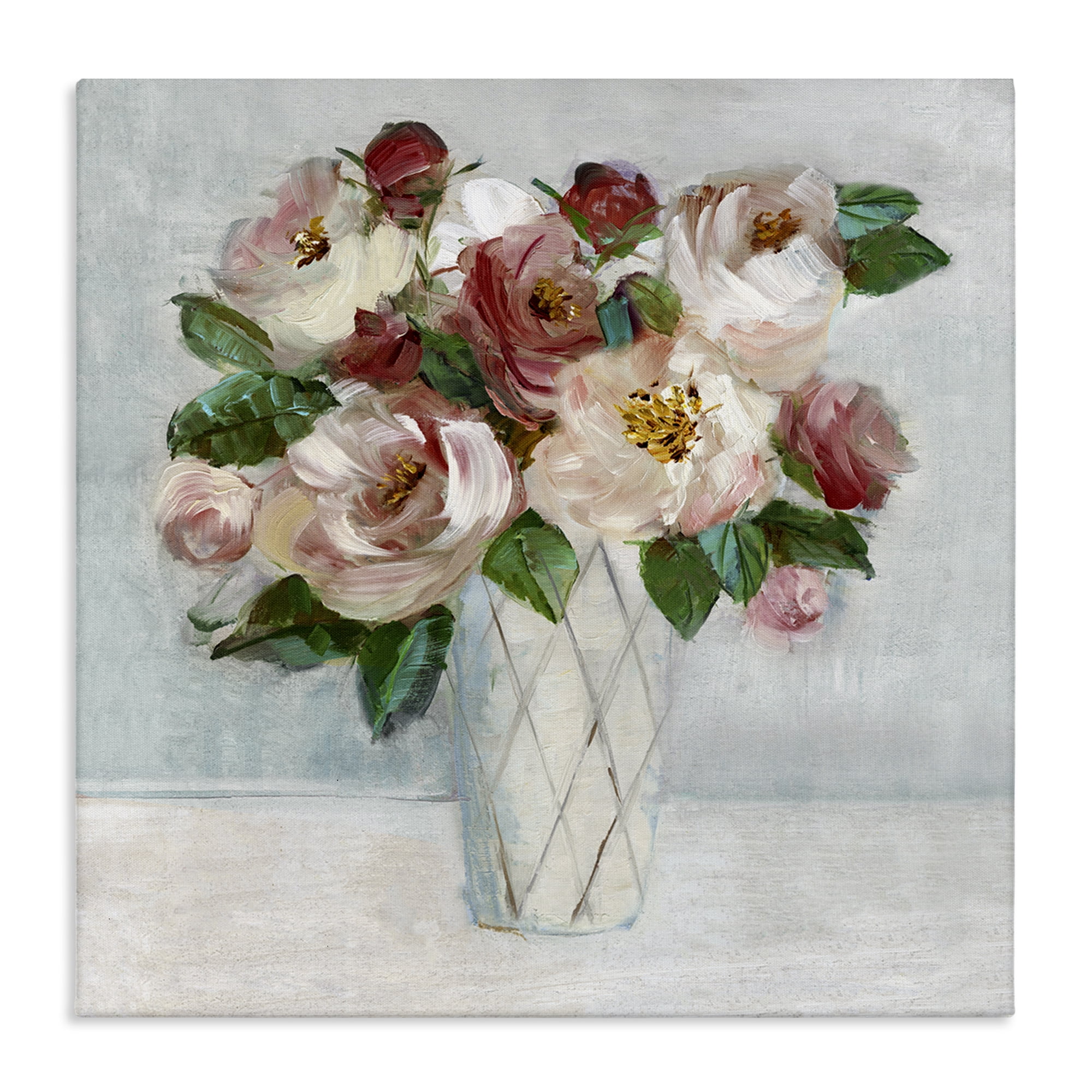 Stupell Industries Romantic Pink & Red Bouquet Plants & Flowers Painting Wrapped Canvas Art Print Wall Art, 24 x 24