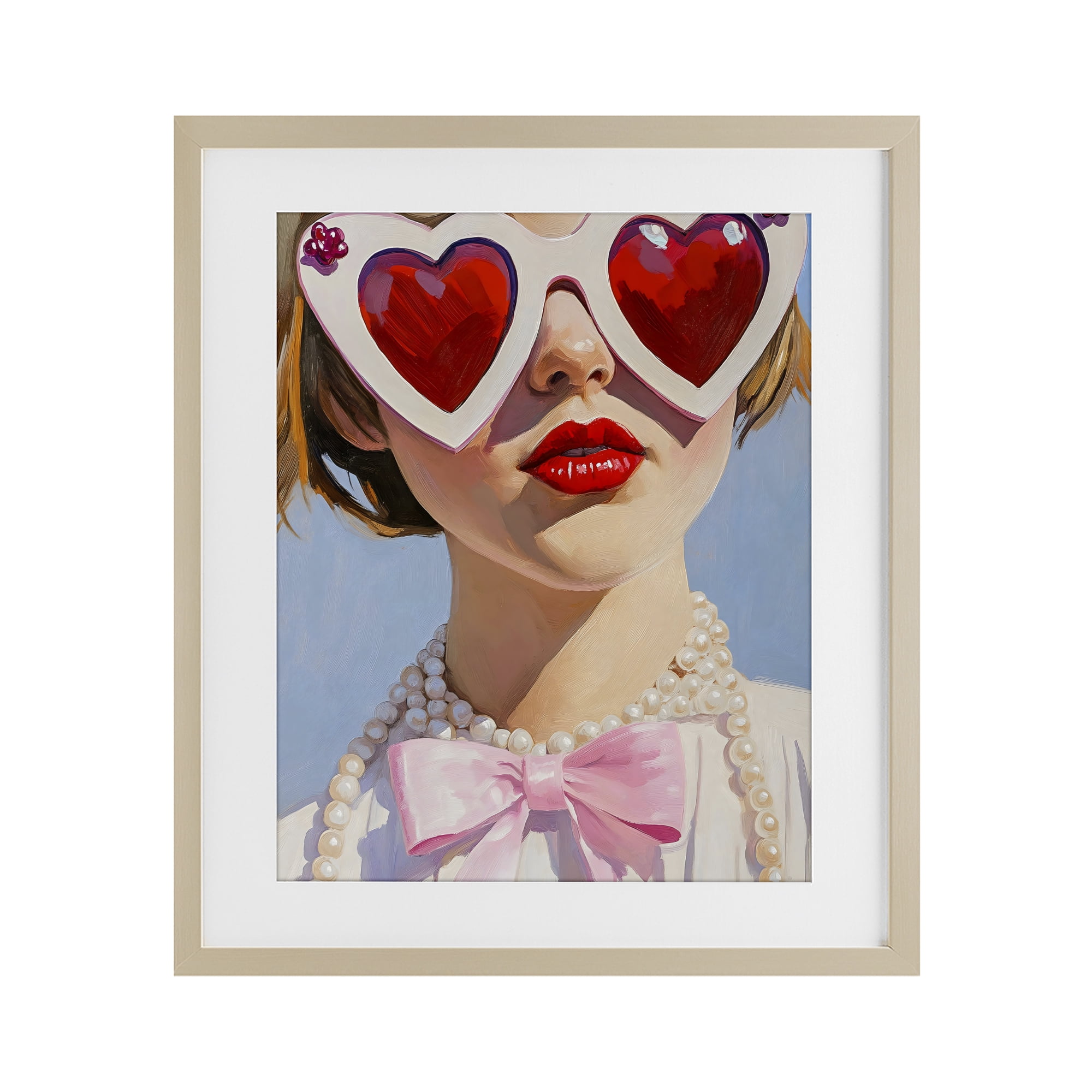 Stupell Industries Romantic Red Heart Glasses Birch Framed Print Under Glass, design by The Prints Vibe