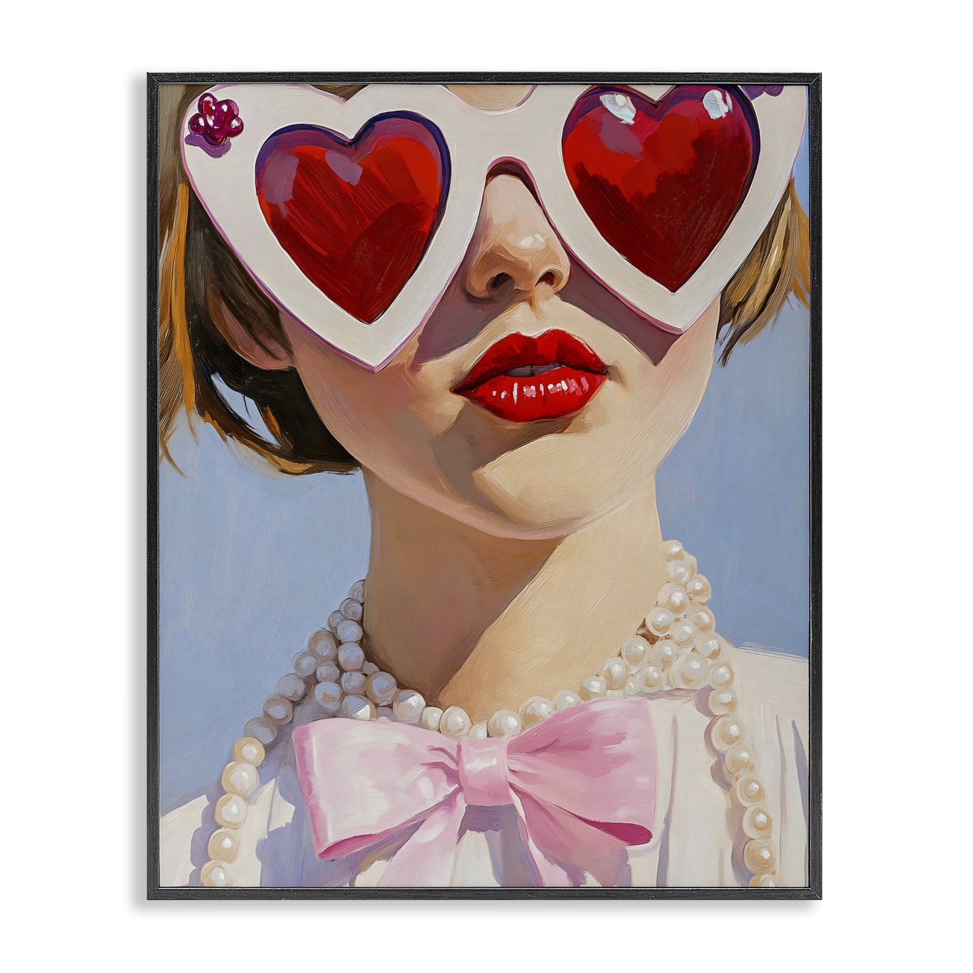 Stupell Industries Romantic Red Heart Glasses Black Framed Giclee Art, design by The Prints Vibe