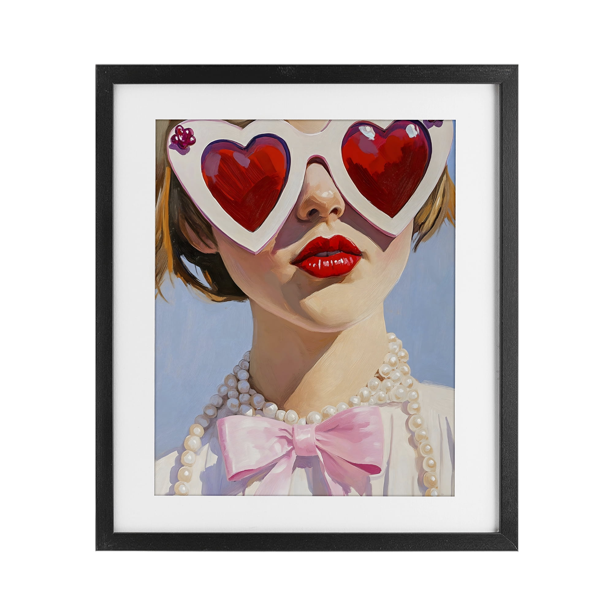 Stupell Industries Romantic Red Heart Glasses Black Framed Print Under Glass, design by The Prints Vibe