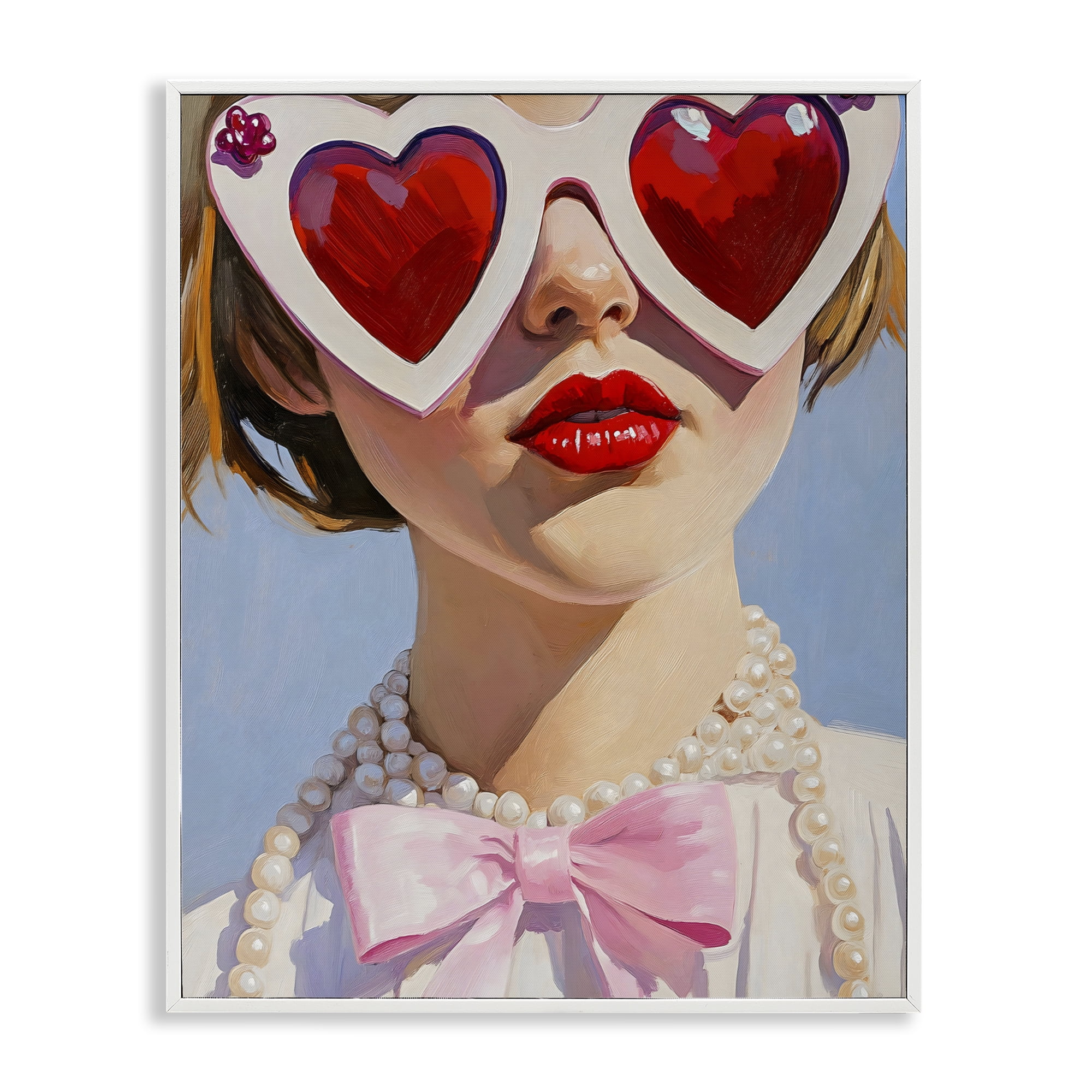 Stupell Industries Romantic Red Heart Glasses White Framed Giclee Art, design by The Prints Vibe
