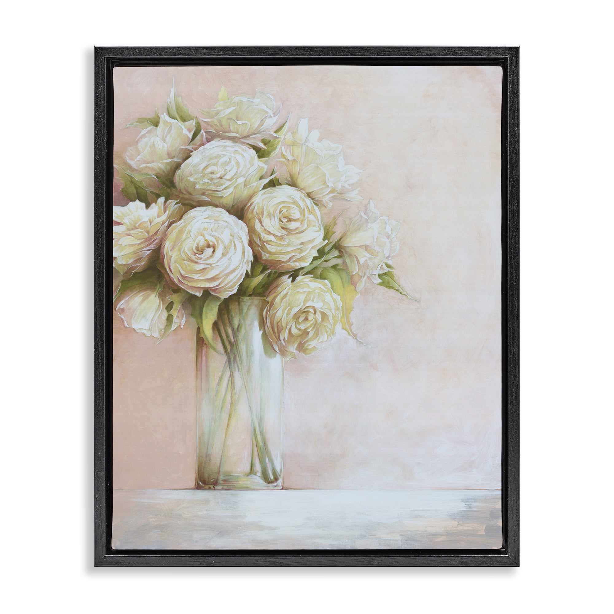 Stupell Industries Romantic Roses Bouquet Botanical & Floral Painting Black Floater Framed Art Print Wall Art, 25 x 31