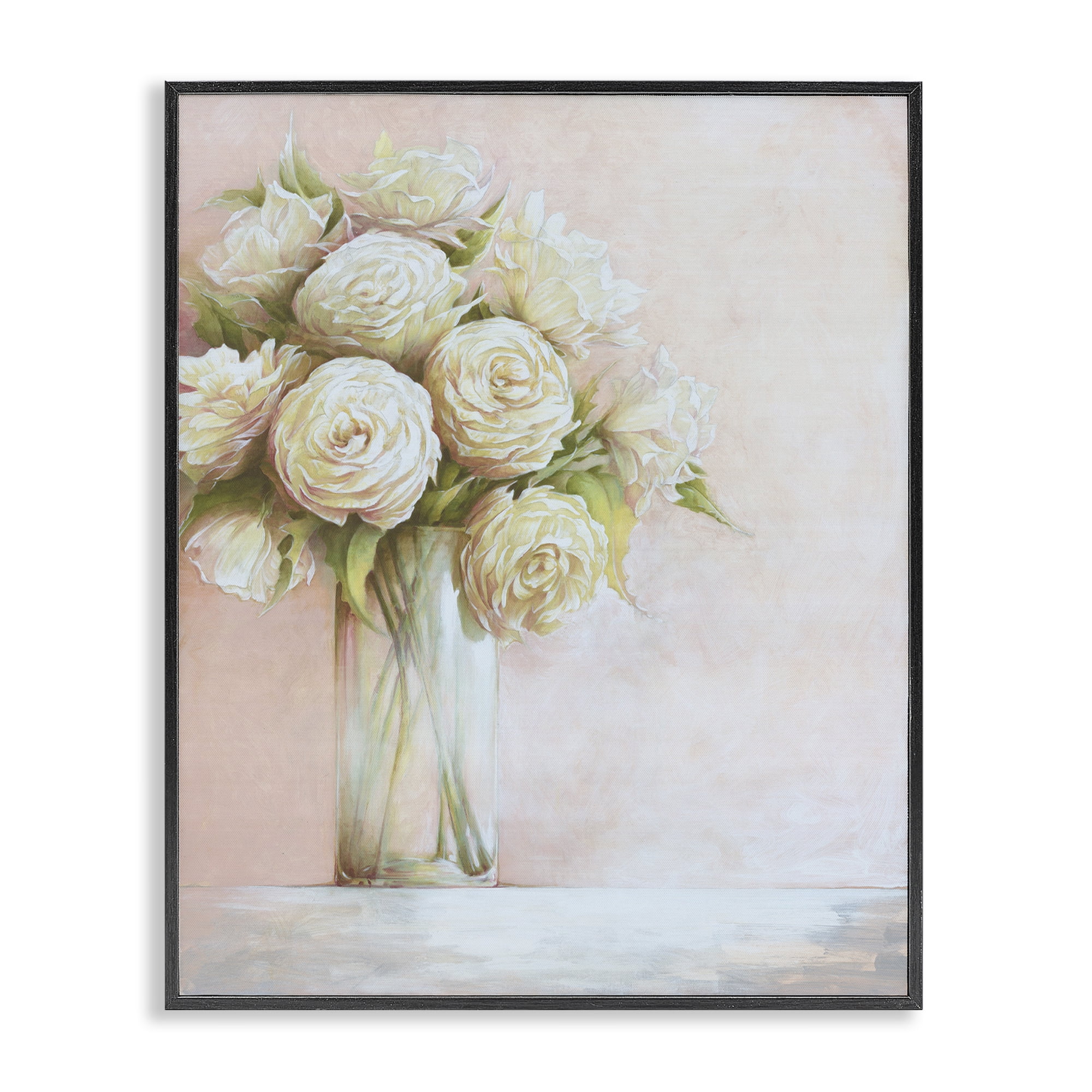 Stupell Industries Romantic Roses Bouquet Botanical & Floral Painting Black Framed Art Print Wall Art, 24 x 30