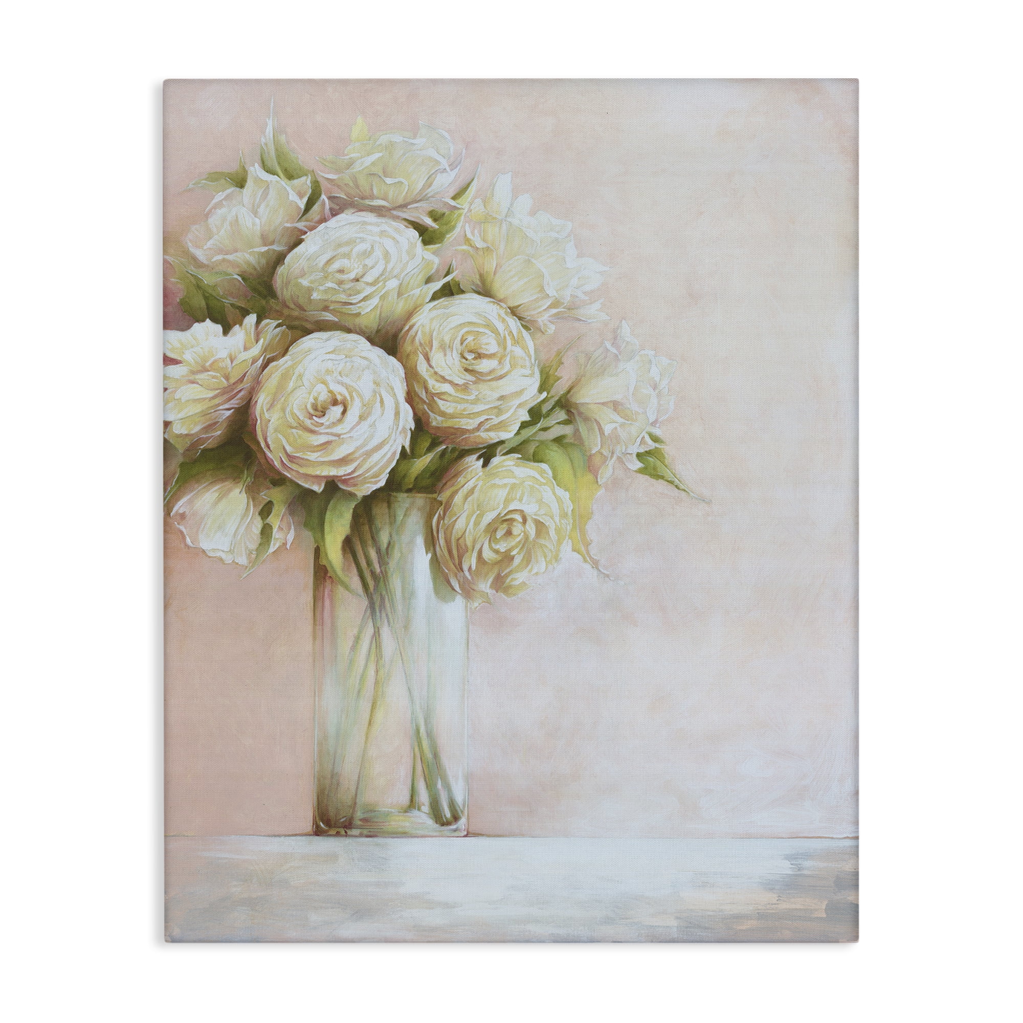 Romantic White Roses Bouquet Botanical Canvas Art Print, 16 x 20