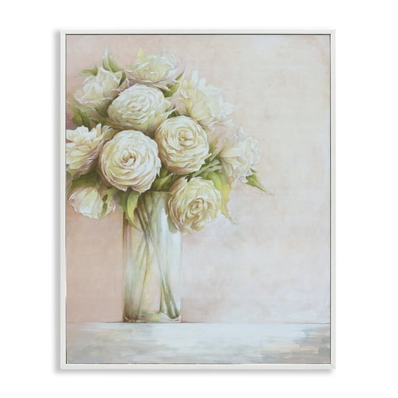 Stupell Industries Romantic Roses Bouquet Botanical & Floral Painting White Framed Art Print Wall Art, 16 x 20