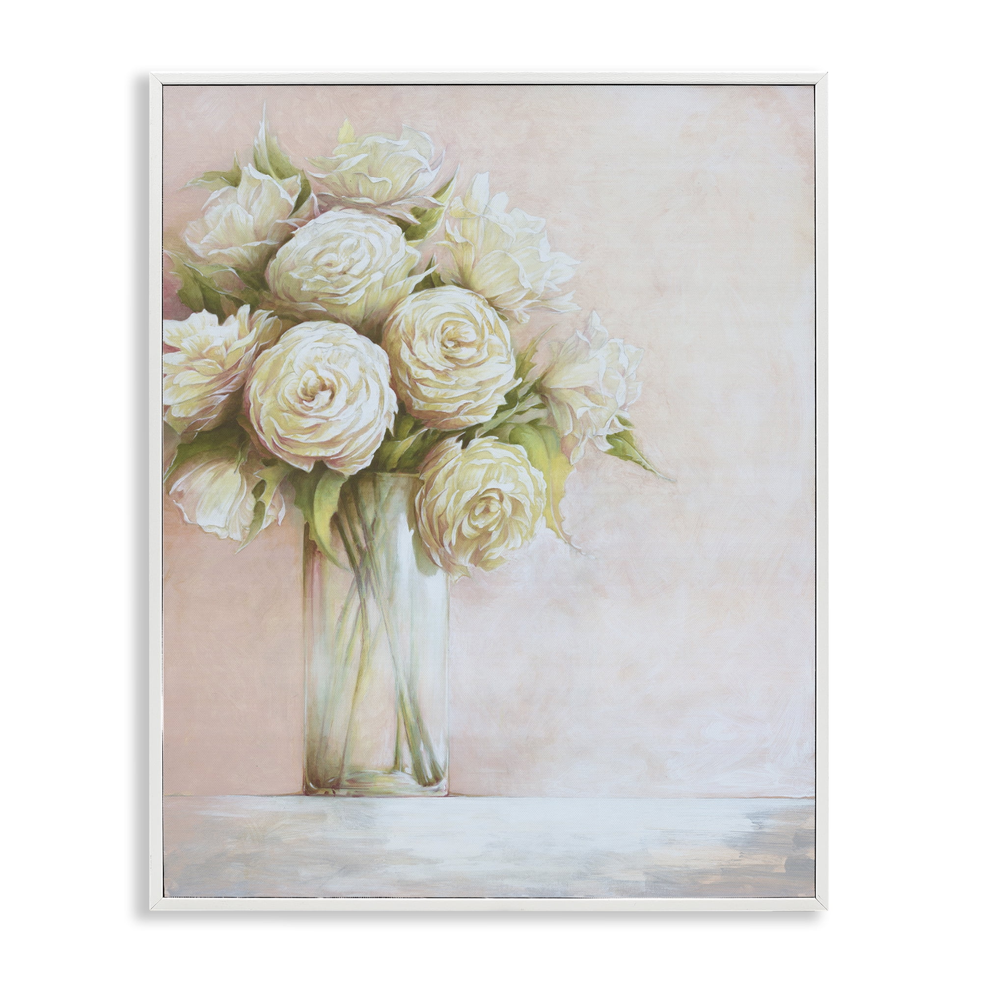 Stupell Industries Romantic Roses Bouquet Botanical & Floral Painting White Framed Art Print Wall Art, 24 x 30