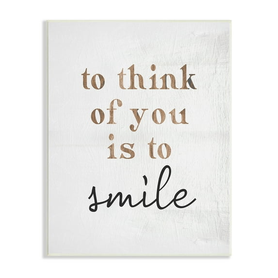 Stupell Industries Romantic Smile Quote Pretty Glam Detail Typography Wood Wall Art, 10 x 15, Design by Lil' Rue