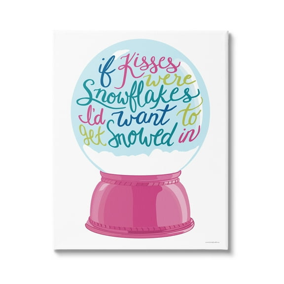 Stupell Industries Romantic Snowflake Kisses Snow Globe Winter Quote Graphic Art Gallery Wrapped Canvas Print Wall Art, Design by Kamdon Kreations