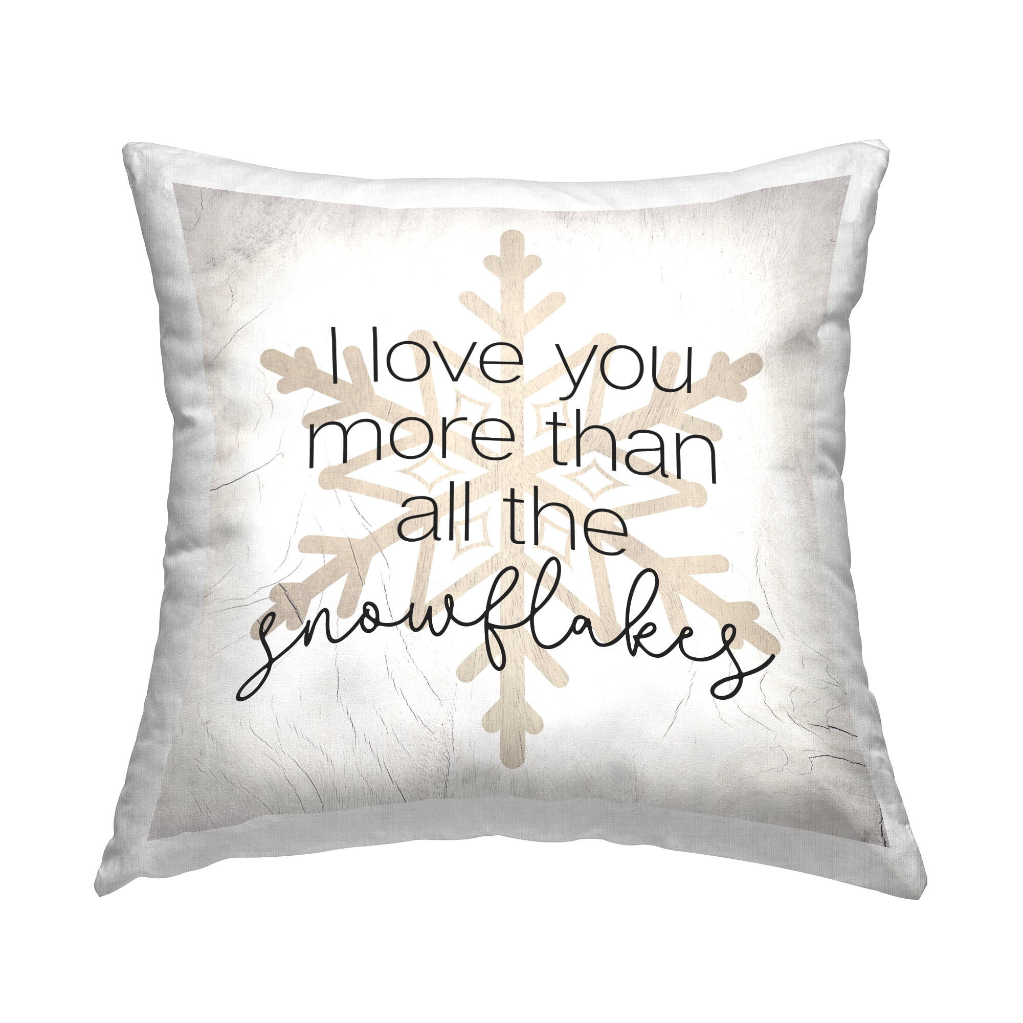 Stupell Industries Romantic Snowflakes Phrase Square Decorative Printed Throw Pillow, 18 x 18