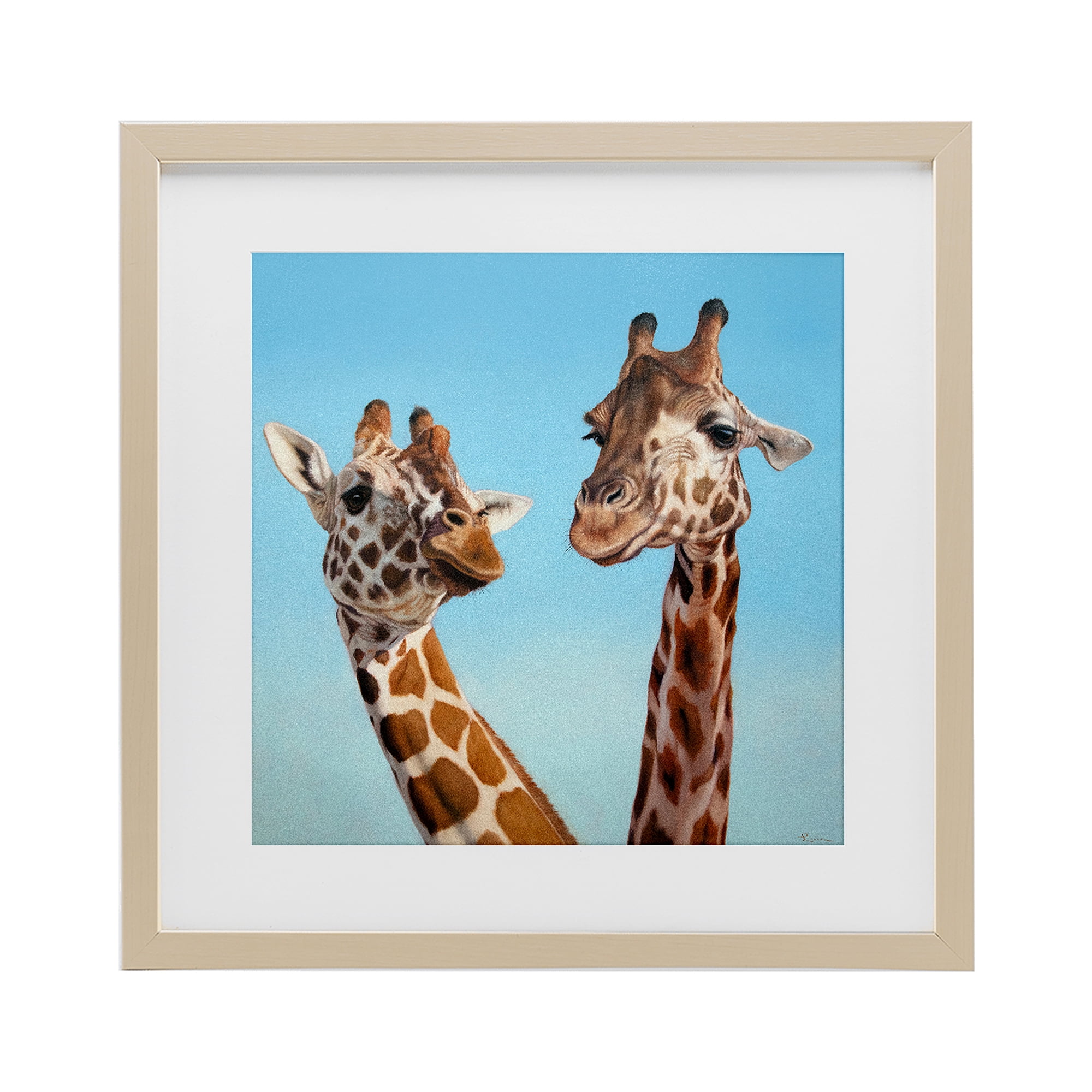 Stupell Industries Romantic Soulmate Giraffes Birch Framed Print Under Glass, design by Lucia Heffernan